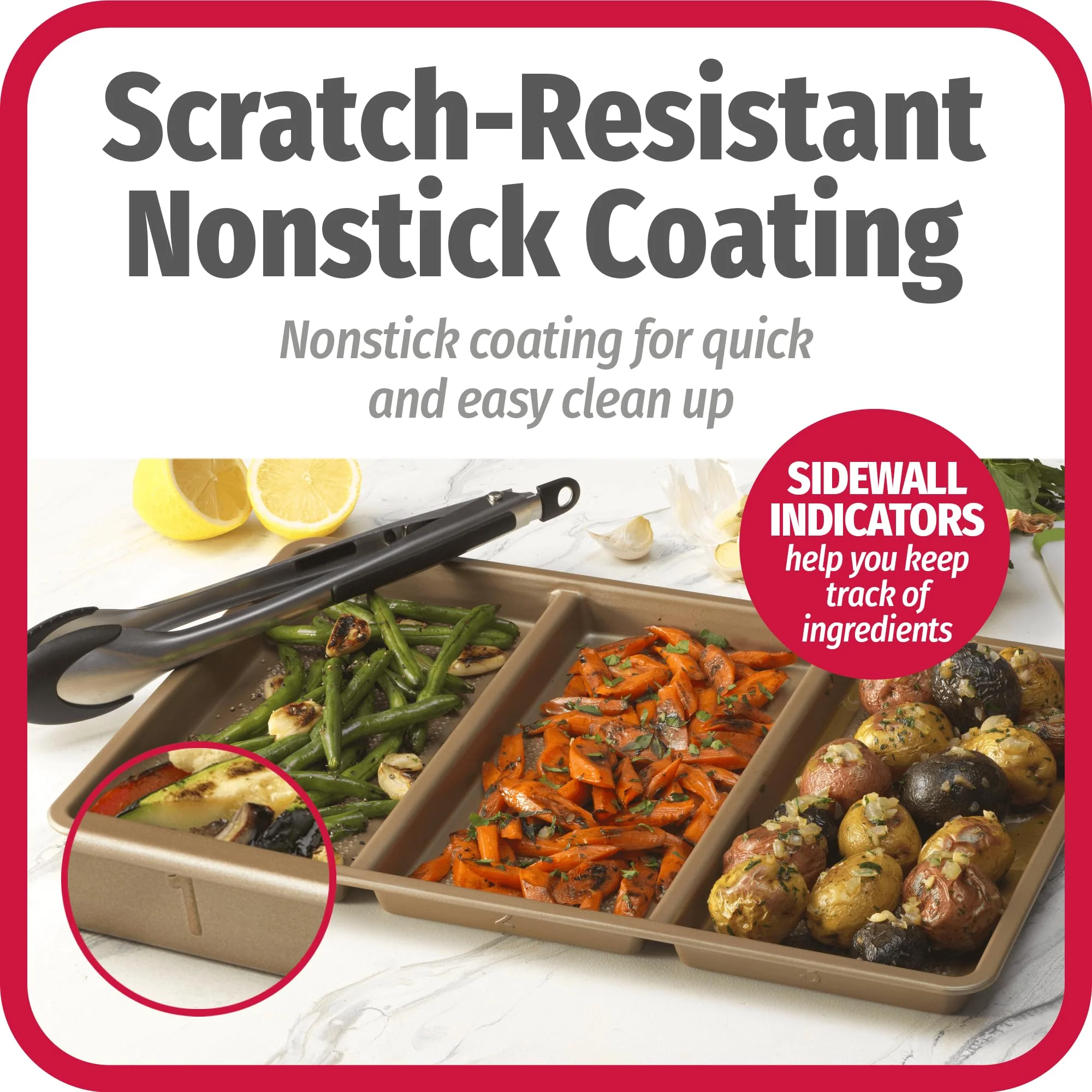 GoodCook 11” x 17” Non-Stick Divided Sheet Pan – 3-in-1 Textured Cooking Pan, Baking Dish, Scratch-Resistant Carbon Steel Oven Pan for Meal Prepping & Sheet Pan Dinners - Image 6