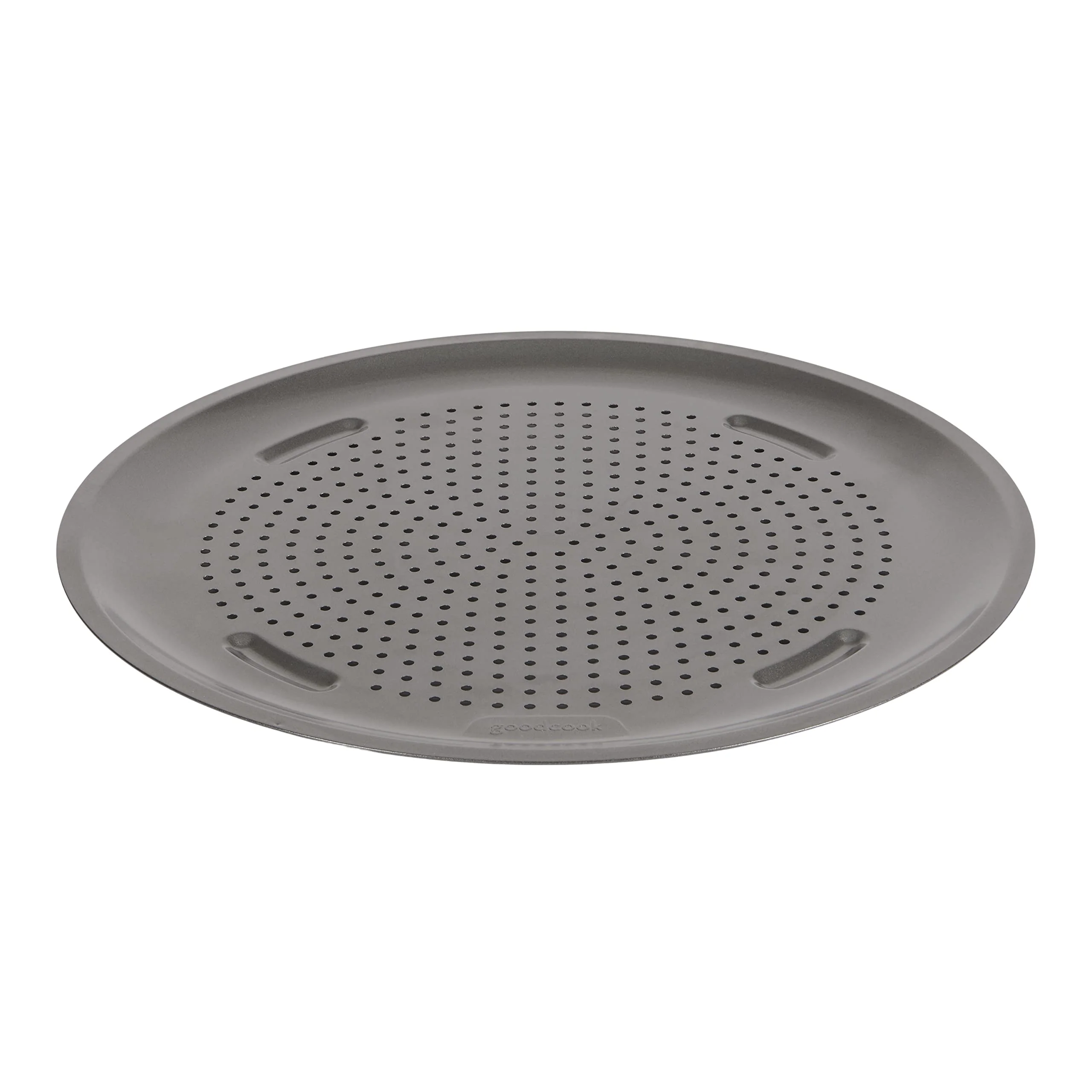 GoodCook AirPerfect 14" Insulated Nonstick Carbon Steel Pizza Pan with Cutting Guides, Perforated Nonstick Pizza Pan, Gray