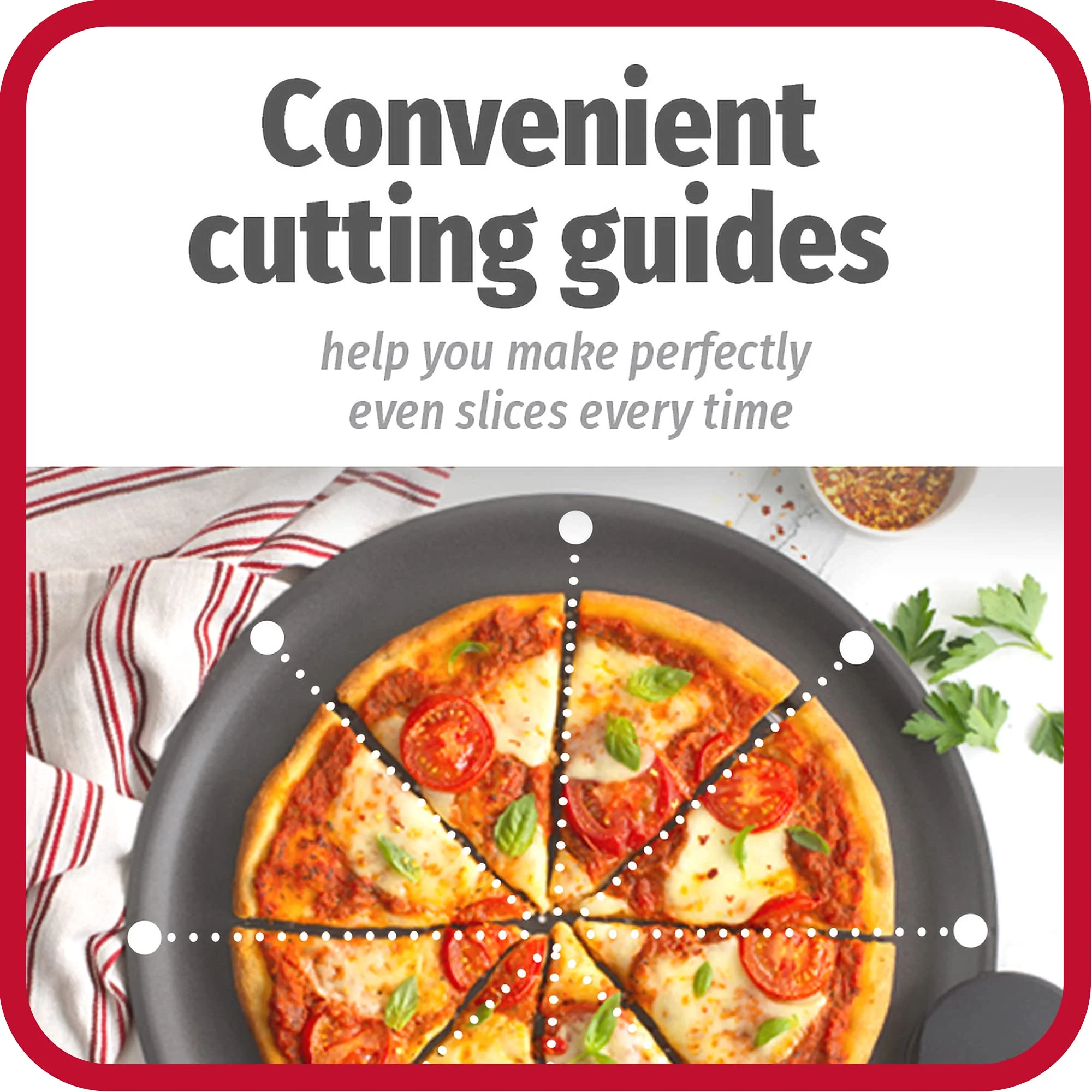 GoodCook AirPerfect 14" Insulated Nonstick Carbon Steel Pizza Pan with Cutting Guides, Perforated Nonstick Pizza Pan, Gray - Image 3