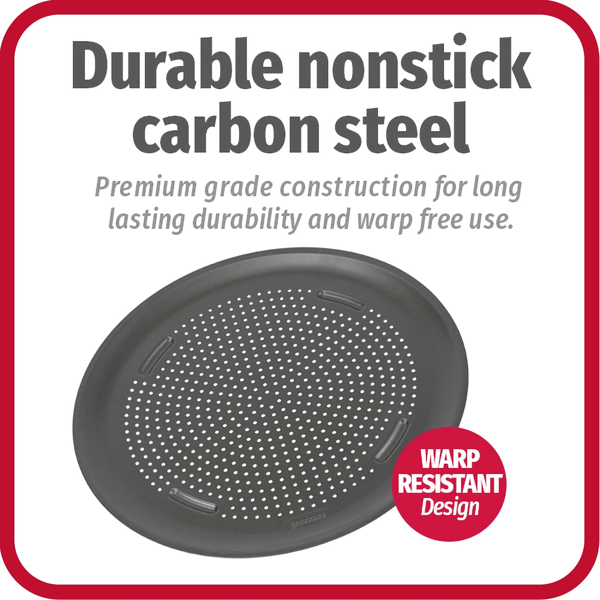 GoodCook AirPerfect 14" Insulated Nonstick Carbon Steel Pizza Pan with Cutting Guides, Perforated Nonstick Pizza Pan, Gray - Image 4