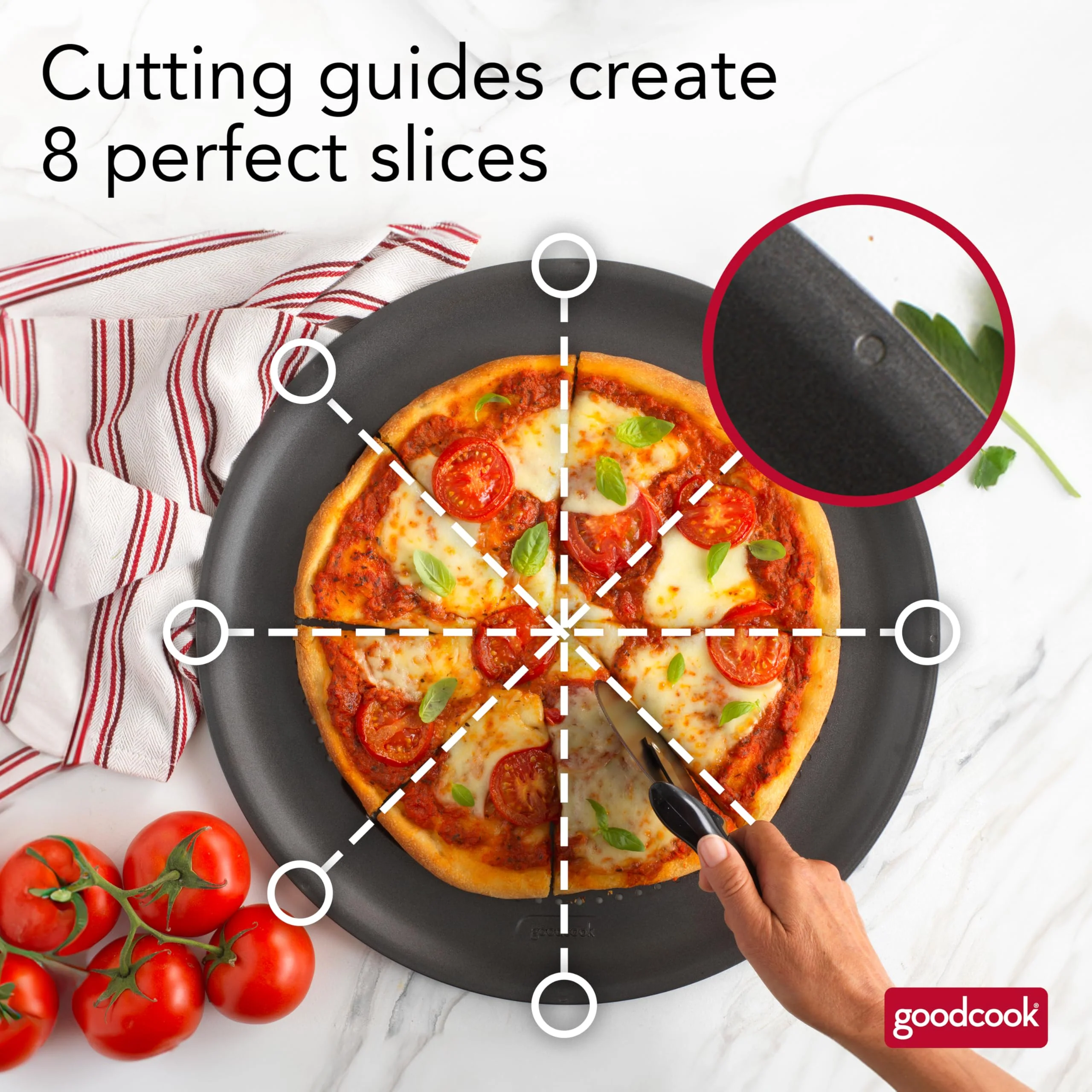 GoodCook AirPerfect Nonstick 16” Pizza Pan – Pizza Tray for Oven, Perforated Round Pizza Pan, Carbon Steel Baking Pan, Homemade, Frozen & Leftover Slices - Image 3