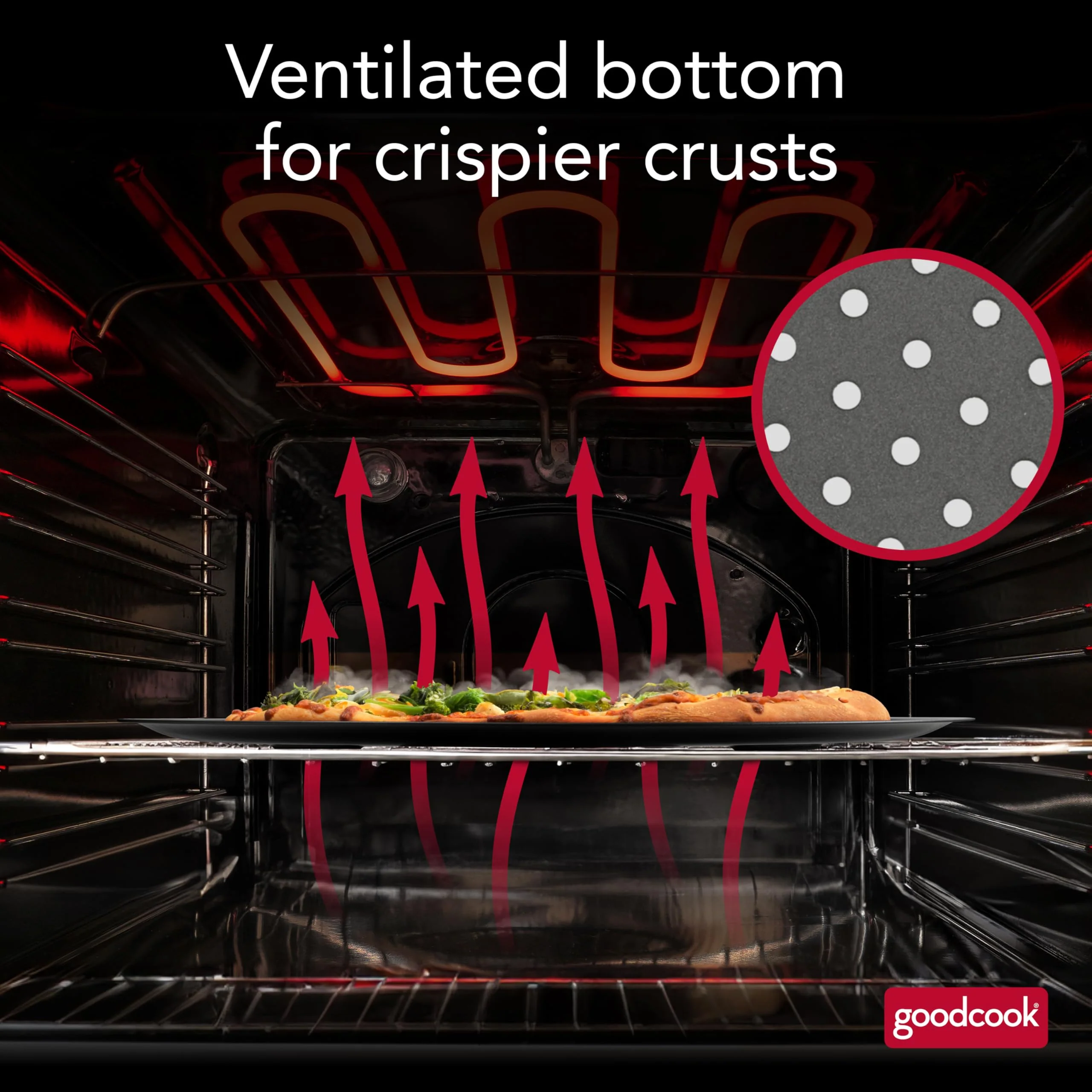 GoodCook AirPerfect Nonstick 16” Pizza Pan – Pizza Tray for Oven, Perforated Round Pizza Pan, Carbon Steel Baking Pan, Homemade, Frozen & Leftover Slices - Image 7
