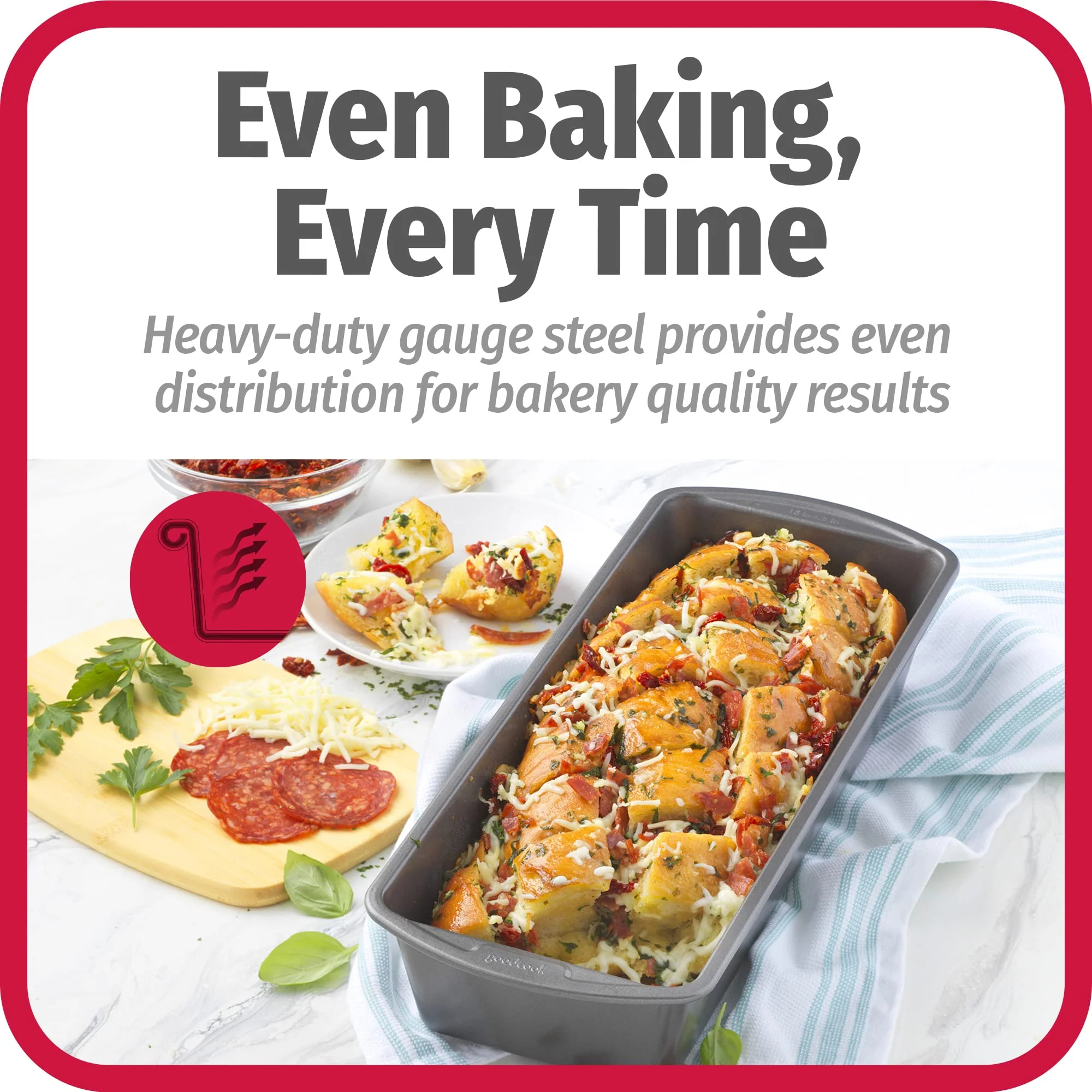 GoodCook Set of 2 Extra Large 13" x 5" Nonstick Steel Bread Loaf Pans, Gray - Set of Two Loaf Pans, Even Heat Distribution, Scratch-Resistant Nonstick Coating, Durable Construction, Easy to Clean - Image 5