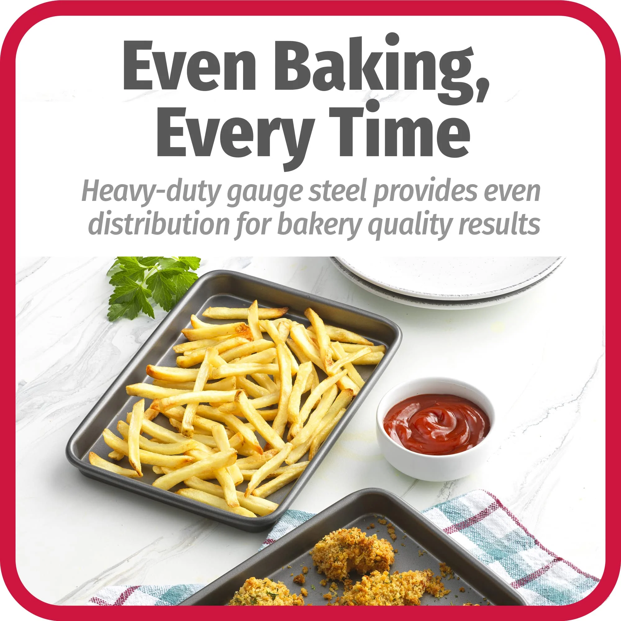 GoodCook Set of 2 Nonstick Steel 9" x 6.2" Toaster Oven Mini Baking Sheets with Racks, Gray - Image 5