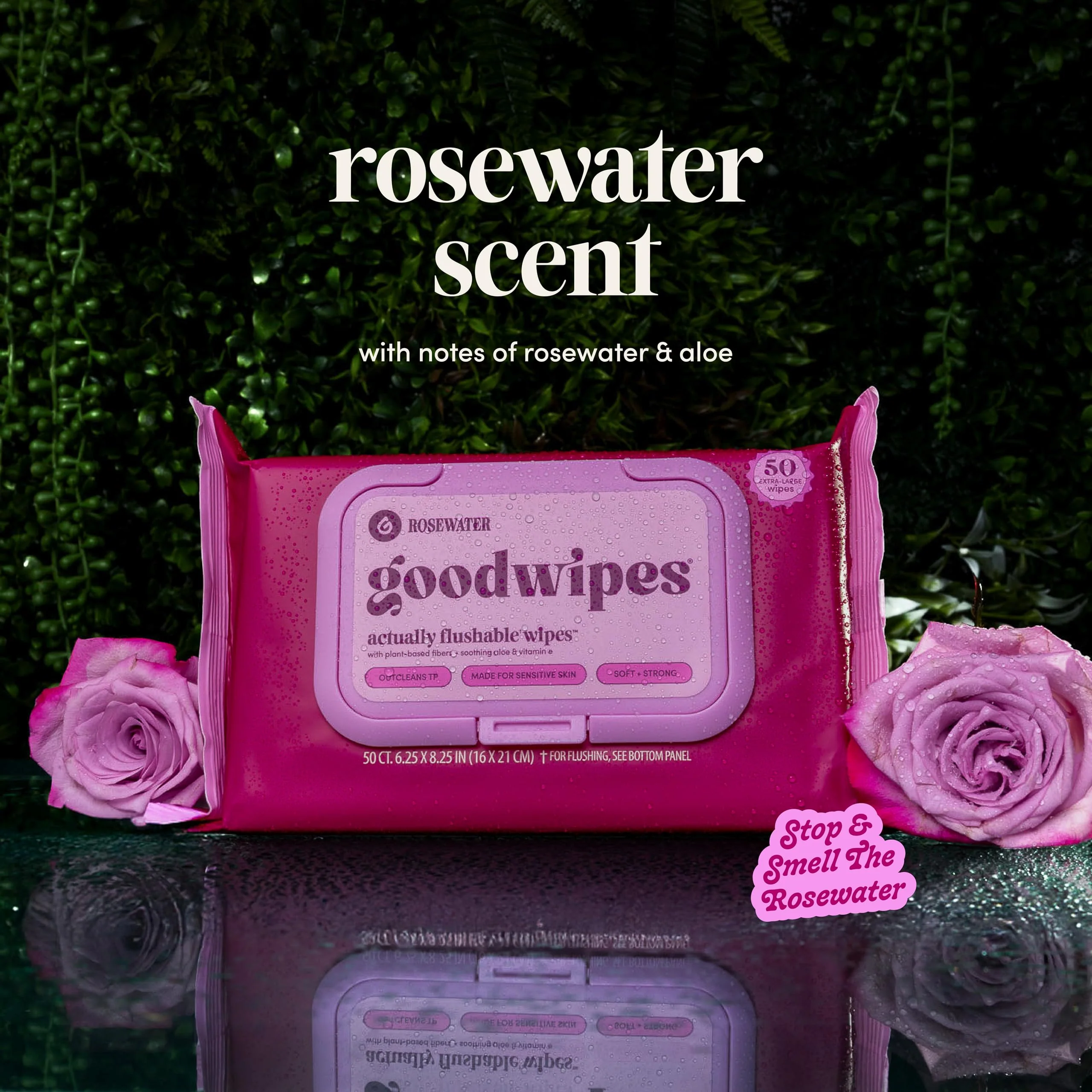 goodwipes Flushable Butt Wipes - Vitamin E & Aloe - Sewer & Septic Safe - Extra Large Adult Wet Wipes For Women & Men - Bathroom Essentials - Rosewater, 318 Count (6 Packs + 1 Travel) - Image 9