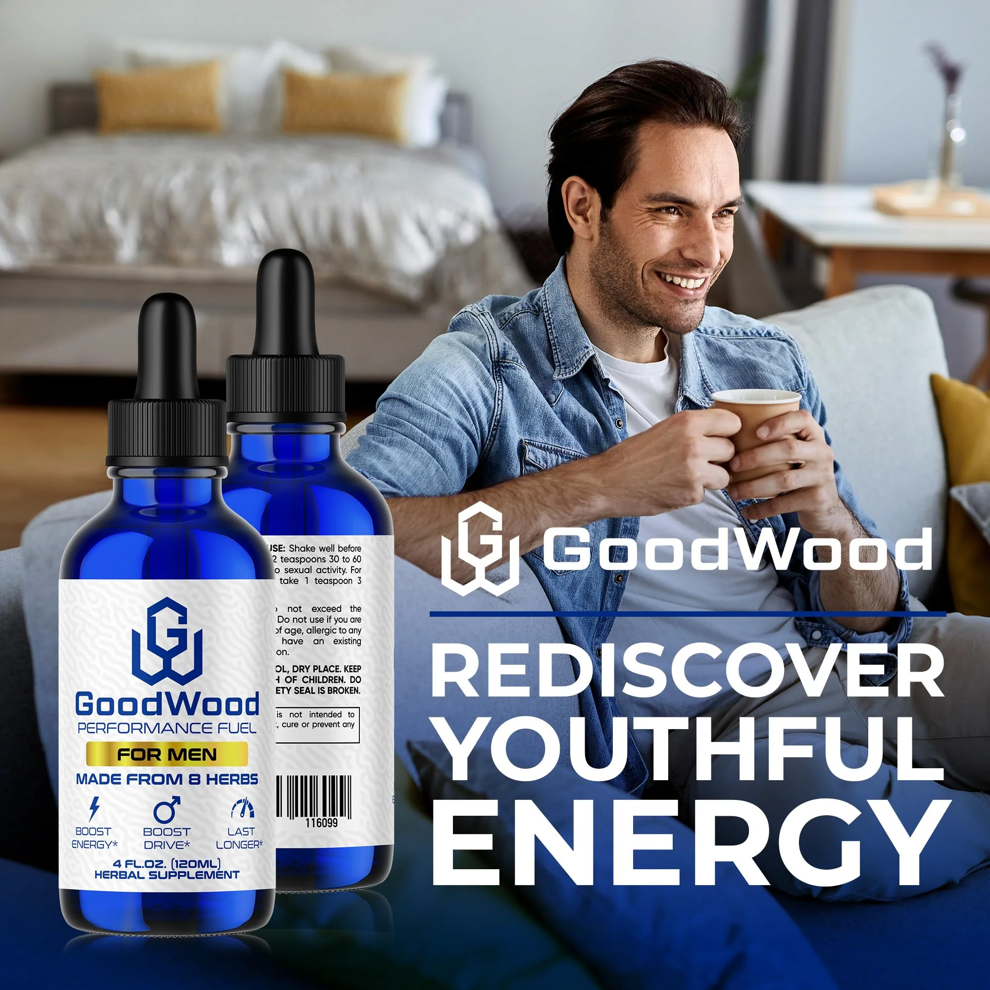 GoodWood - Male Liquid Drops - Increases Stamina and Size - Improves Energy, Drive, and Power - for Men Ages 30, 40, 50, 60+ - Made with 8 Herbs and Organic - One Pack - Image 5