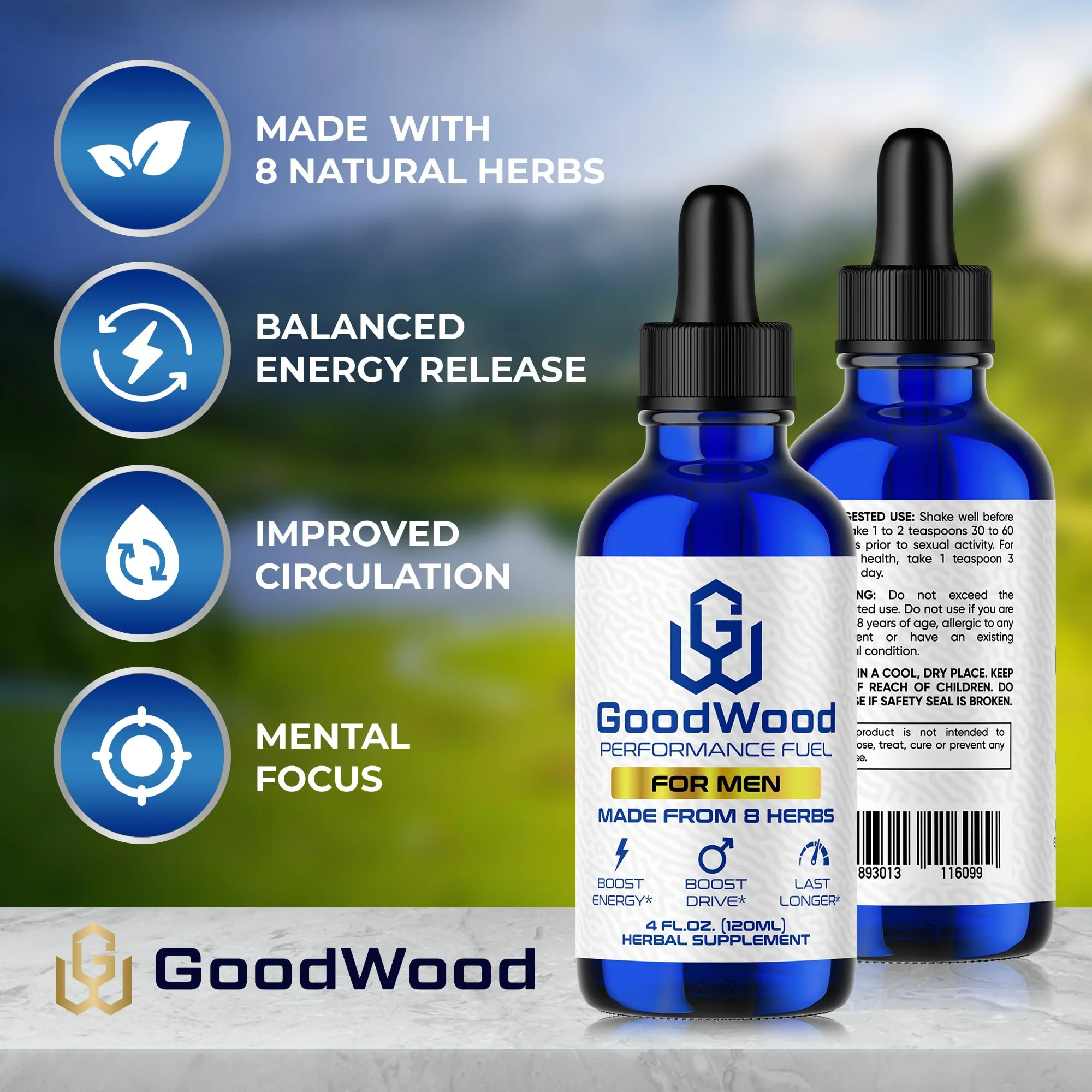 GoodWood - Male Liquid Drops - Increases Stamina and Size - Improves Energy, Drive, and Power - for Men Ages 30, 40, 50, 60+ - Made with 8 Herbs and Organic - One Pack - Image 9