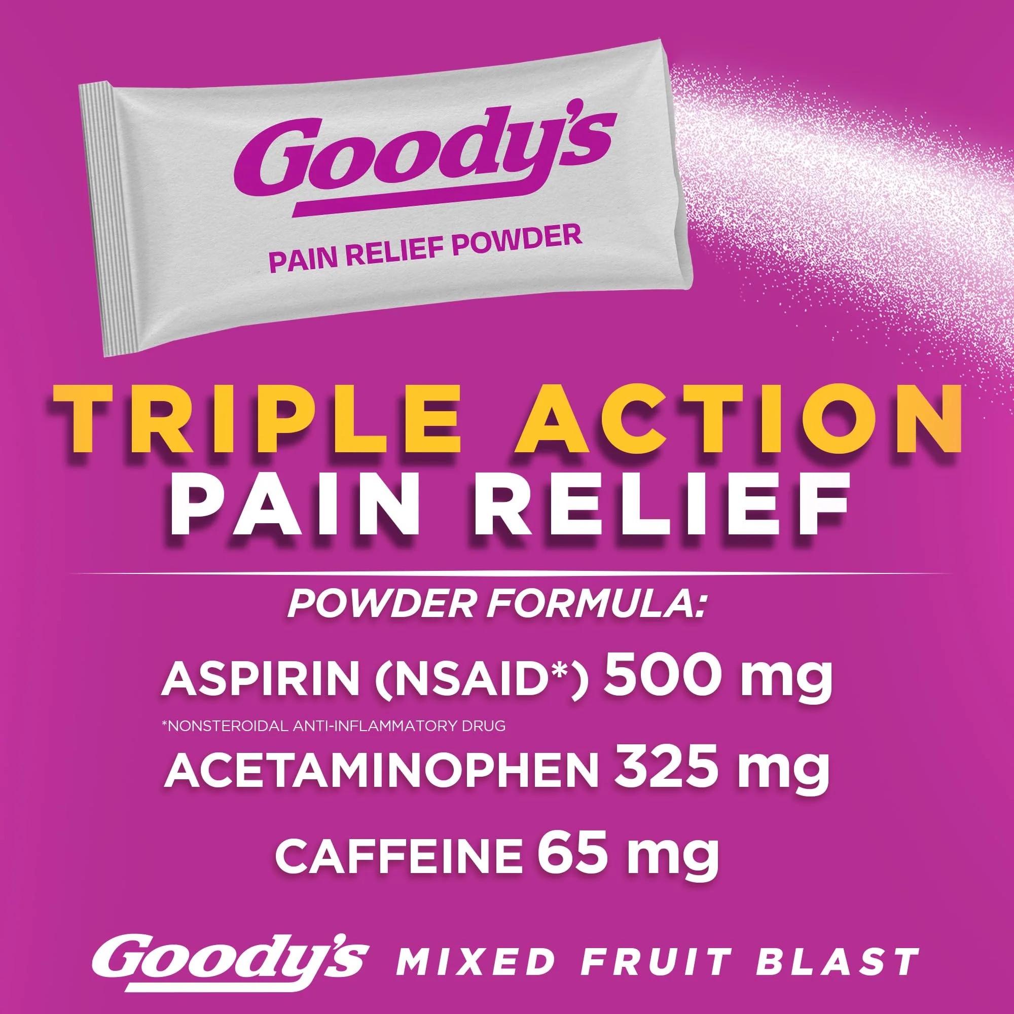 Goody's Pain Relief Powders, Extra Strength Headache Powder Mixed Fruit Blast, 24 ct (Pack of 1) - Image 2