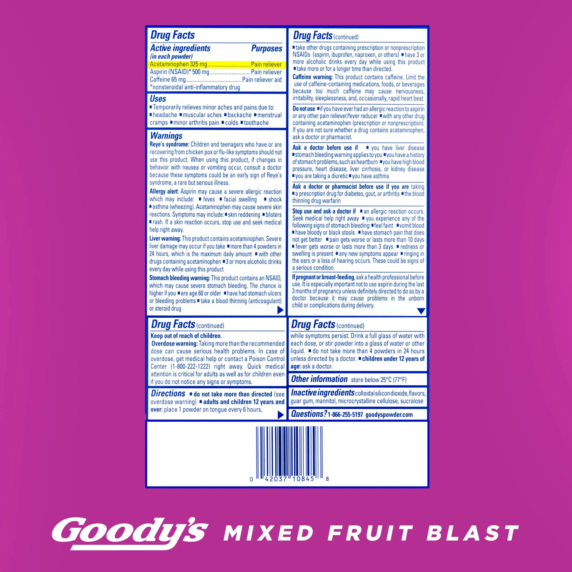Goody's Pain Relief Powders, Extra Strength Headache Powder Mixed Fruit Blast, 24 ct (Pack of 1) - Image 7