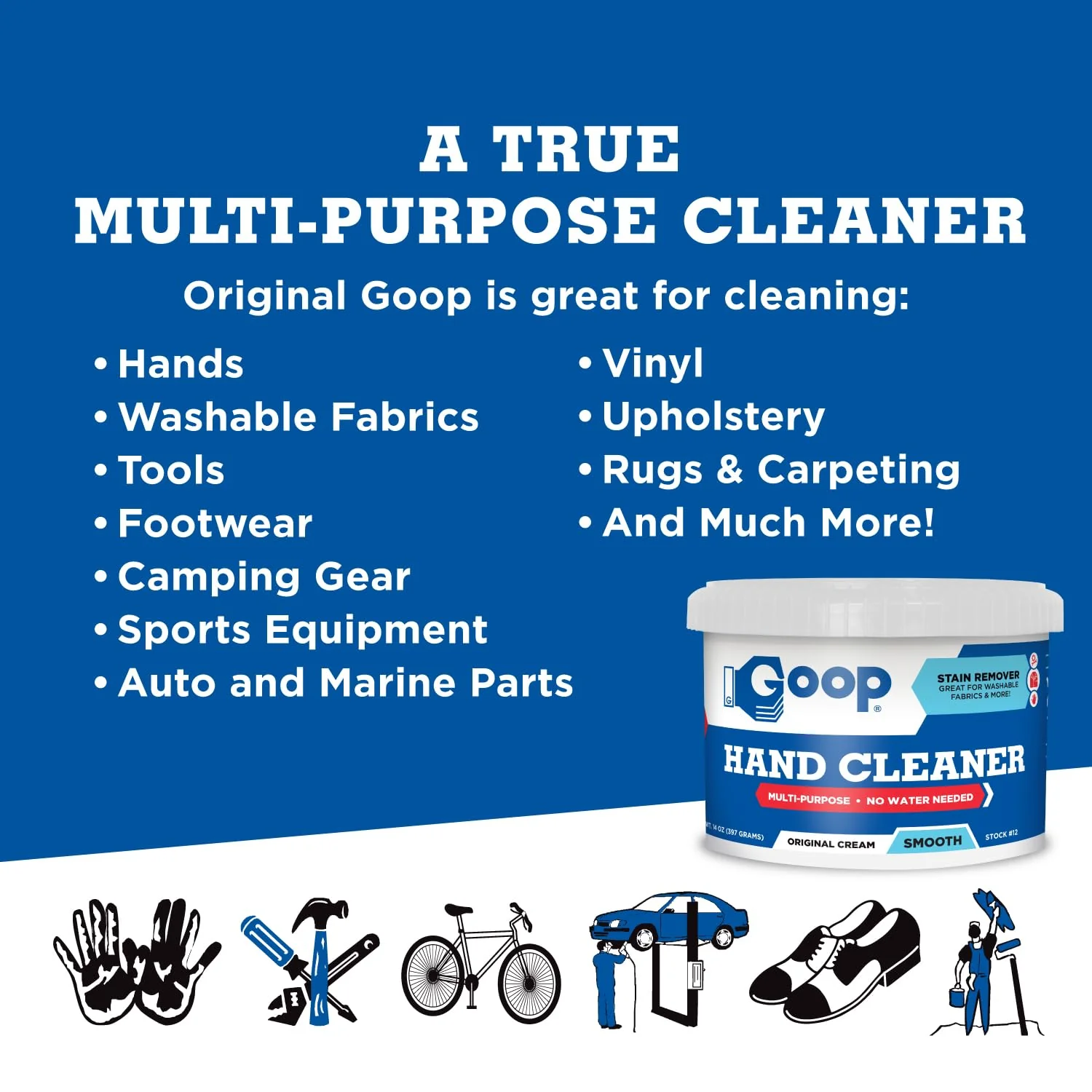 GOOP Original Multi-Purpose Waterless Hand Cleaner and Stain Remover - 14 oz Can (Pack of 2) - Image 2