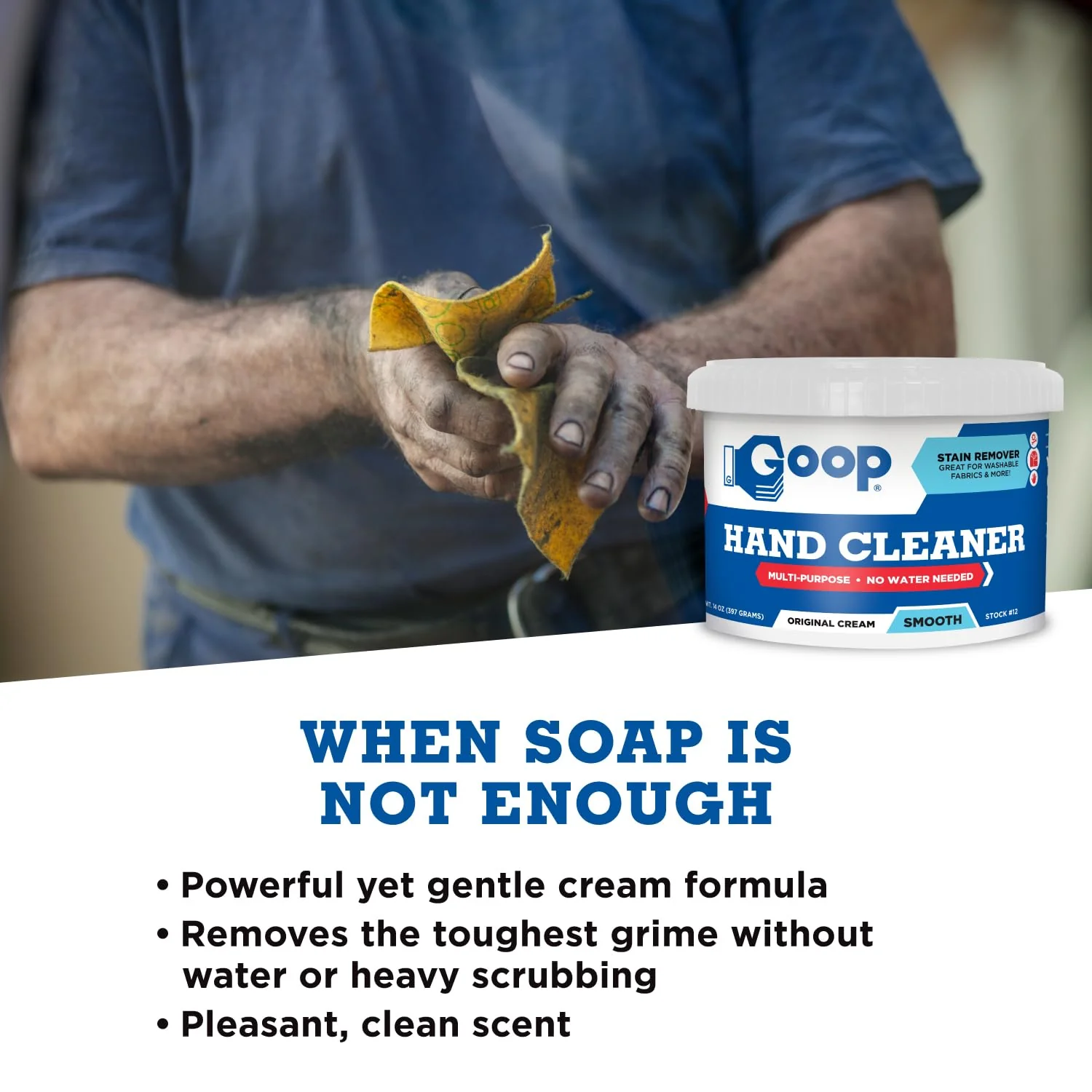 GOOP Original Multi-Purpose Waterless Hand Cleaner and Stain Remover - 14 oz Can (Pack of 2) - Image 3