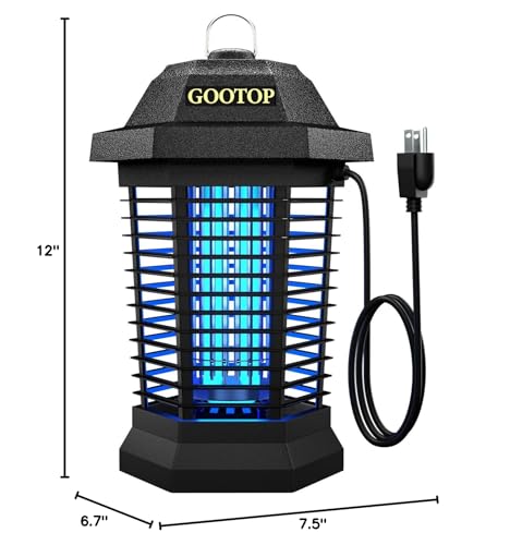 GOOTOP Bug Zapper Outdoor, Mosquito Zapper, 3 Prong Plug in Electric Fly Zapper, Mosquito Killer, Fly Traps, Flying Insects Zapper Indoor Outdoor, 4200V, ABS Plastic Outer (Black) - Image 2