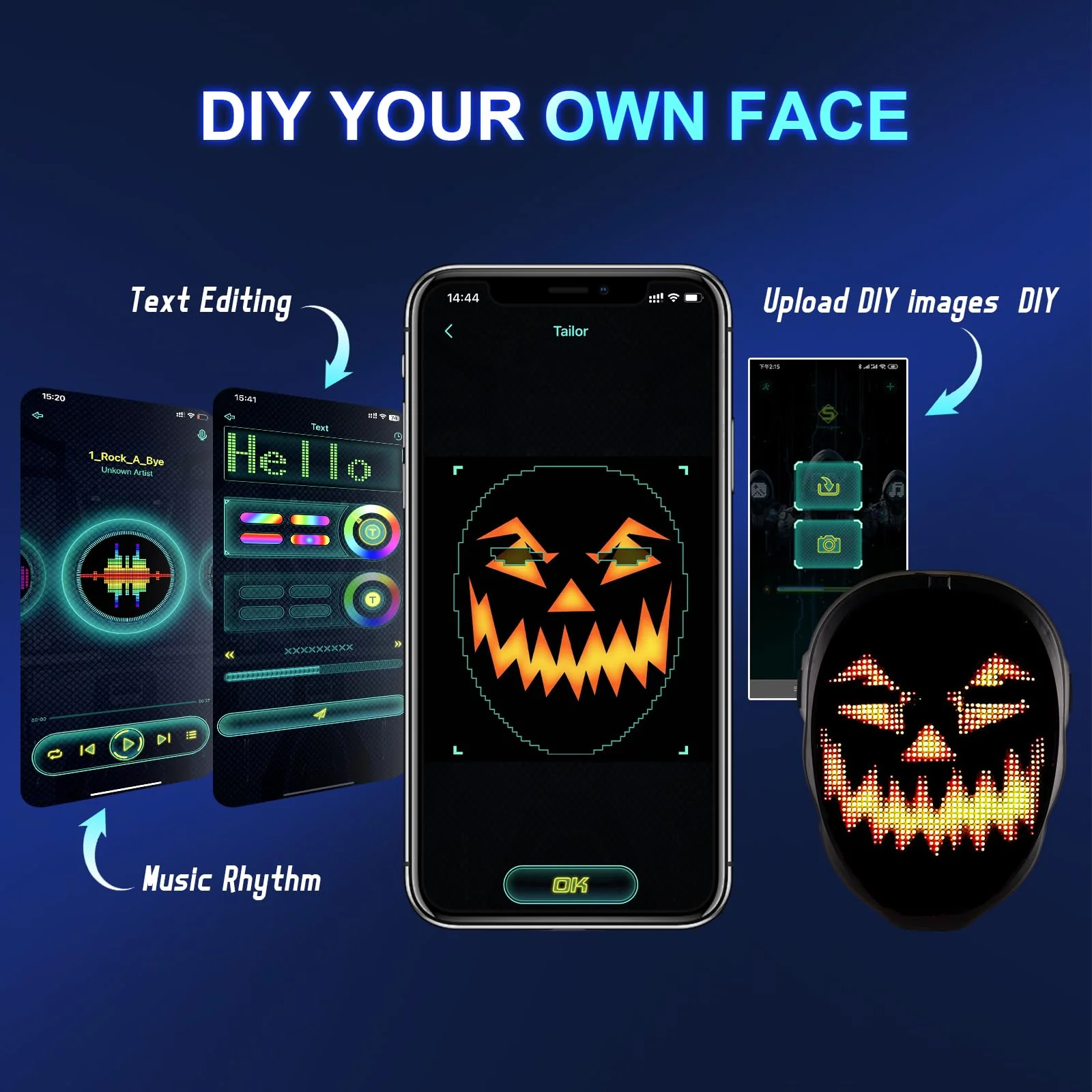 Gootus Face Transforming LED Mask with App Controlled - Halloween Costumes for Kids, Light Up Mask with Gesture Sensing, Boys Toys Gifts for Birthday Costume Christmas - Image 5