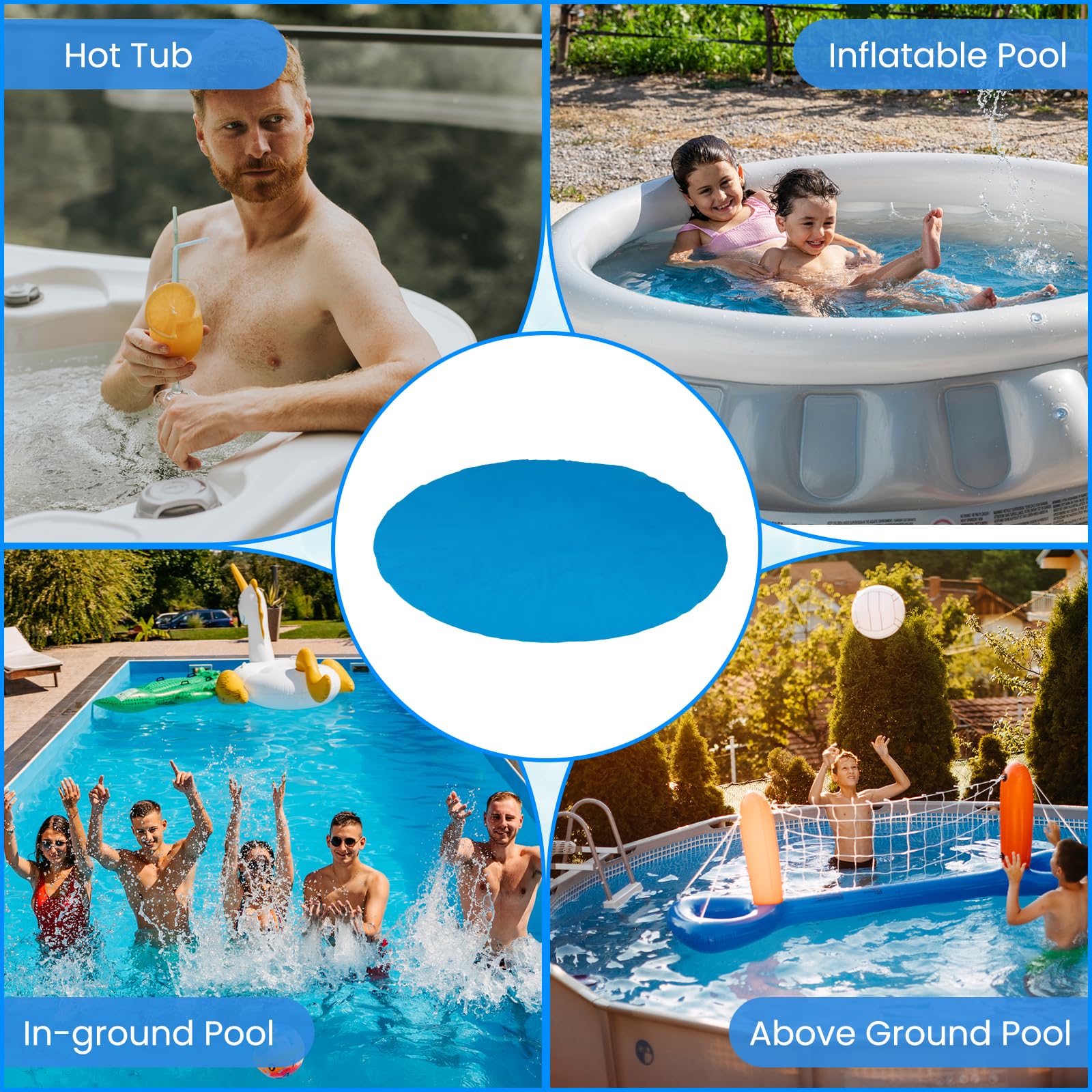 Goplus 8 FT Round Solar Pool Cover, 12 Mil Above-Ground & In-ground Swimming Pool Heat Retaining Blanket, Heavy-Duty Thermal Insulating Bubble Wrap Cover for Hot Tub SPA (Blue, Round 8 FT) - Image 4