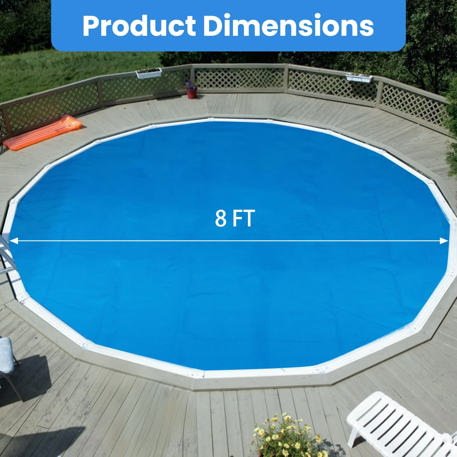 Goplus 8 FT Round Solar Pool Cover, 12 Mil Above-Ground & In-ground Swimming Pool Heat Retaining Blanket, Heavy-Duty Thermal Insulating Bubble Wrap Cover for Hot Tub SPA (Blue, Round 8 FT) - Image 5