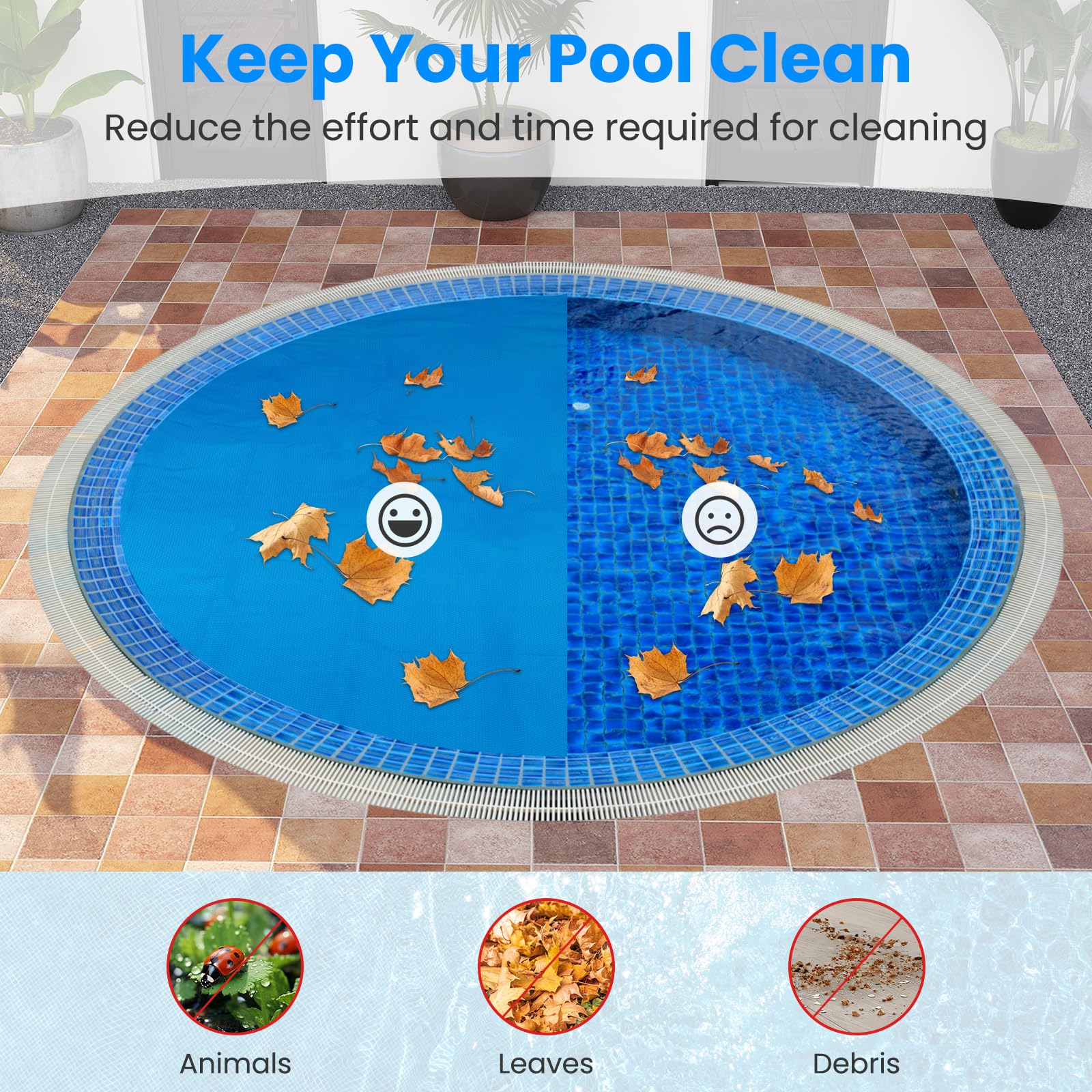 Goplus 8 FT Round Solar Pool Cover, 12 Mil Above-Ground & In-ground Swimming Pool Heat Retaining Blanket, Heavy-Duty Thermal Insulating Bubble Wrap Cover for Hot Tub SPA (Blue, Round 8 FT) - Image 7
