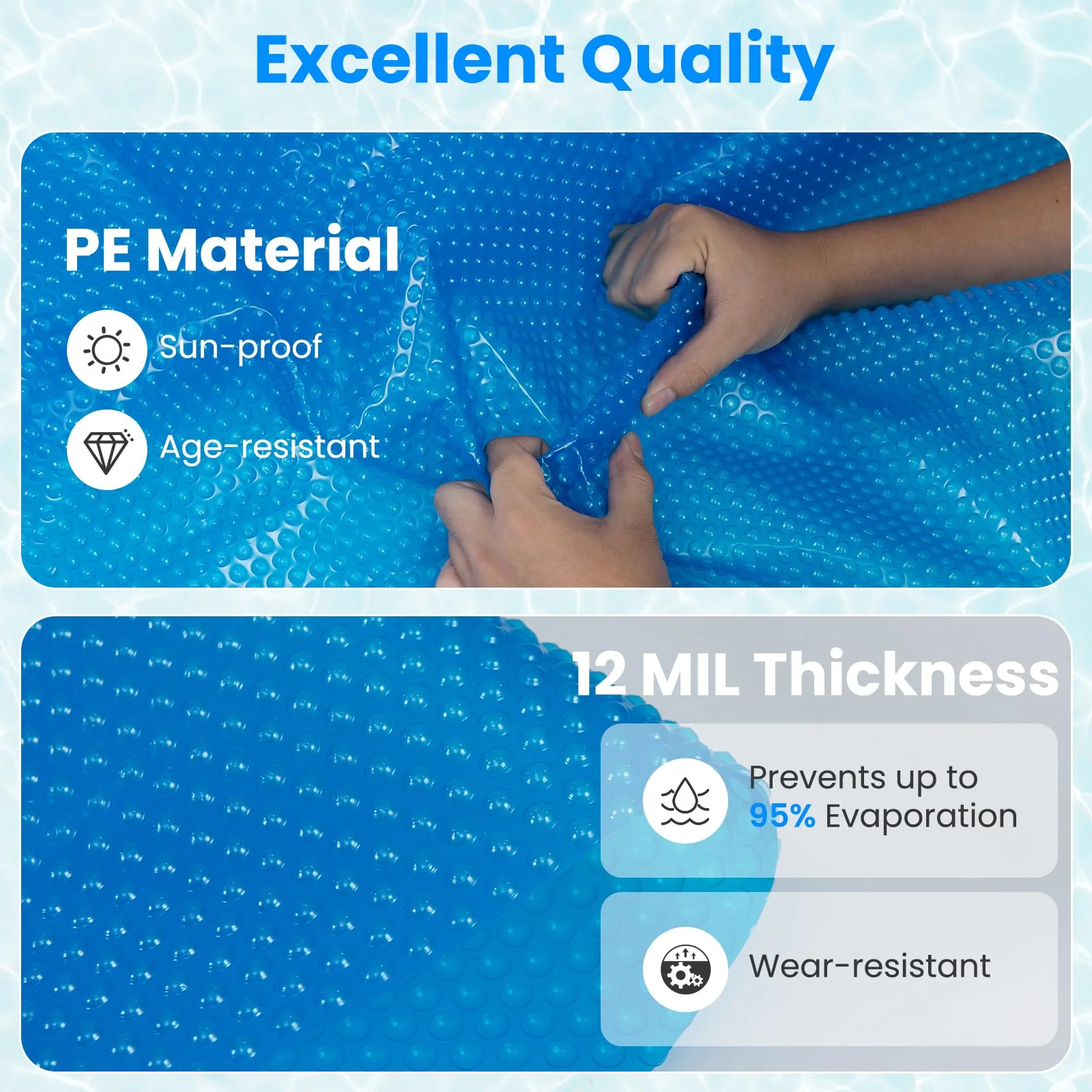 Goplus 8 FT Round Solar Pool Cover, 12 Mil Above-Ground & In-ground Swimming Pool Heat Retaining Blanket, Heavy-Duty Thermal Insulating Bubble Wrap Cover for Hot Tub SPA (Blue, Round 8 FT) - Image 8