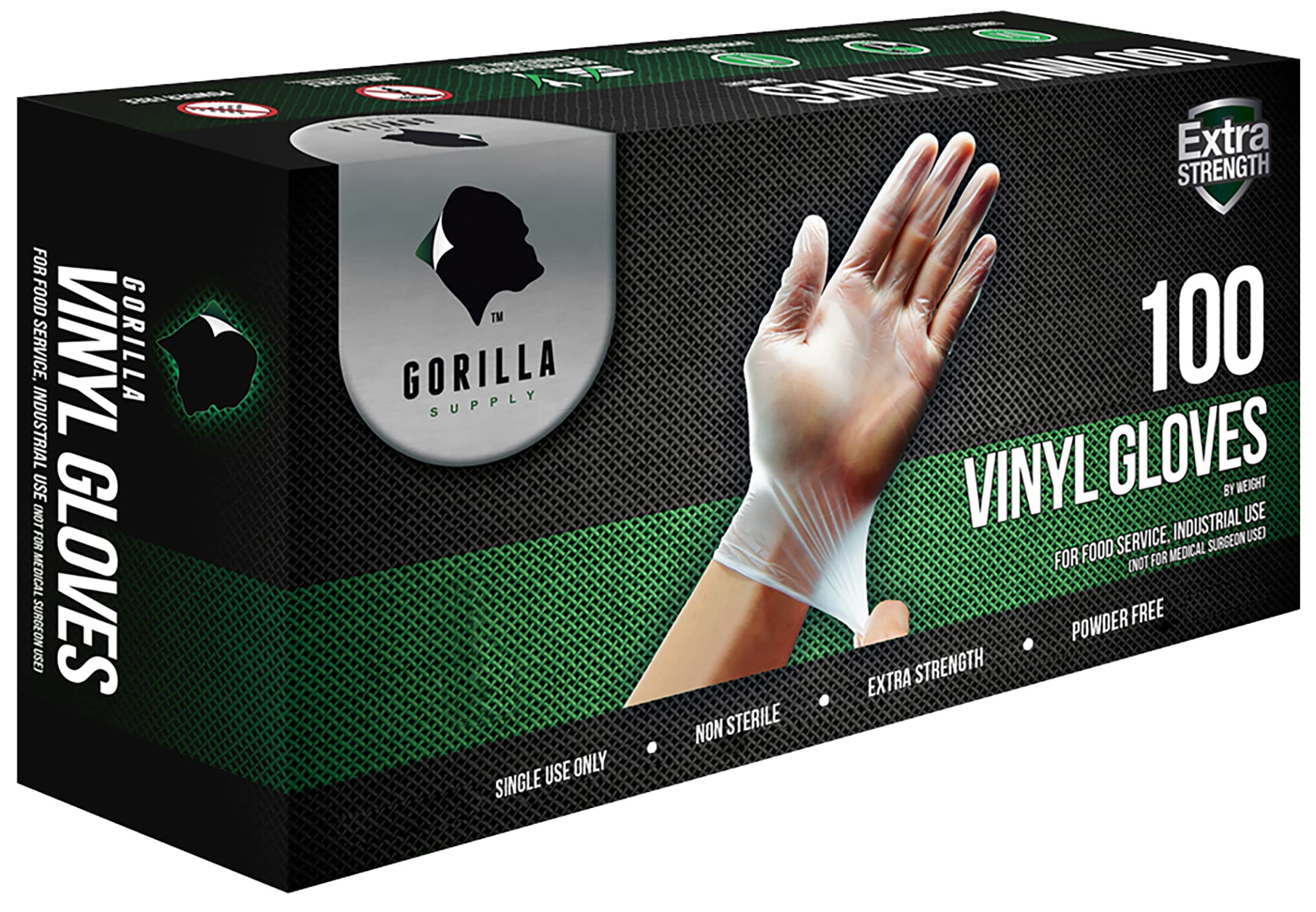 GORILLA SUPPLY Disposable Heavy Duty Vinyl Gloves, Large, 300 Count, BPA Free, Food Safe, Powder Free