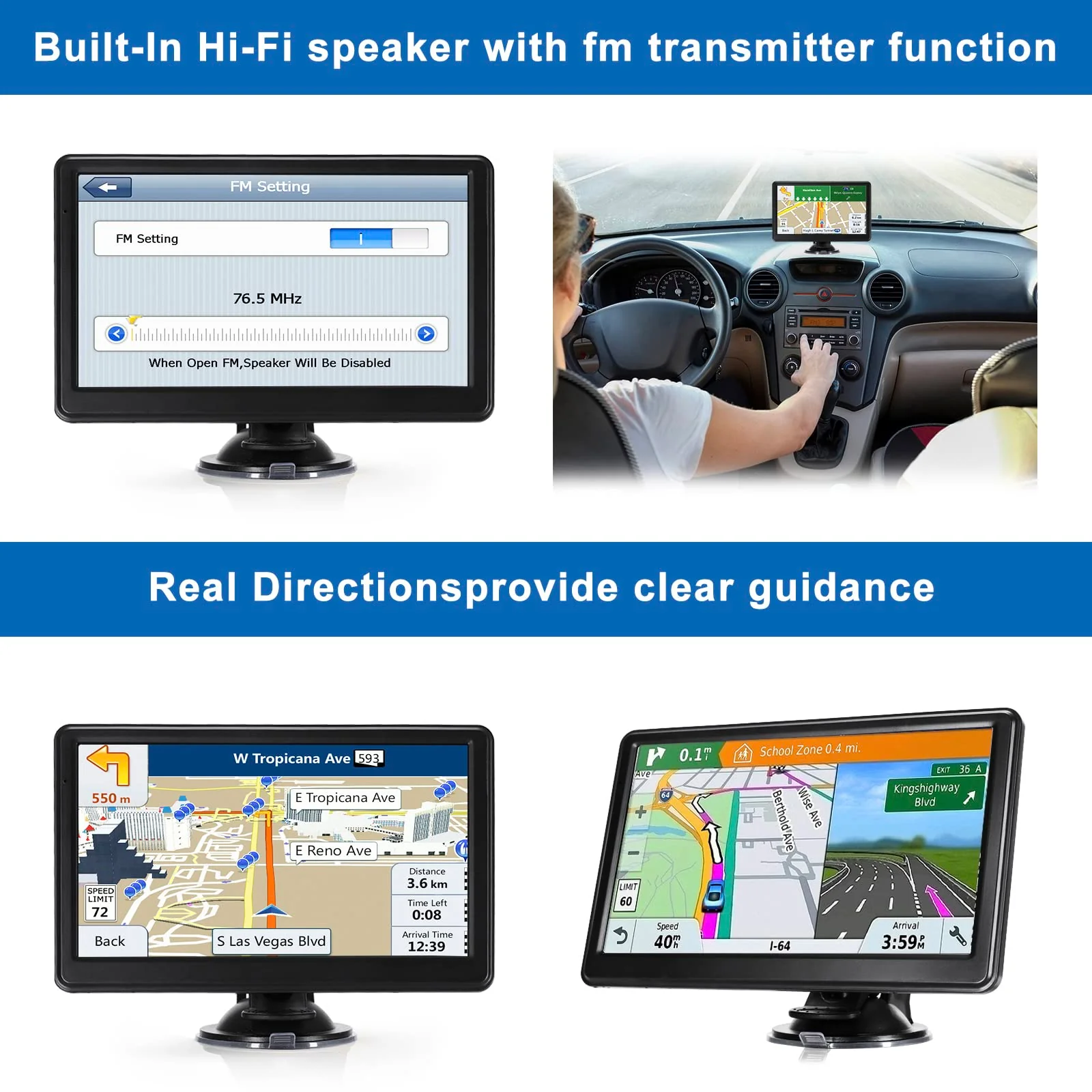 GPS Navigation for Car, 2025 Map 7 inch Touch Screen Car GPS 256-16GB, Voice Turn Direction Guidance, Support Speed and Red Light Warning, Pre-Installed North America Lifetime map Free Update - Image 5