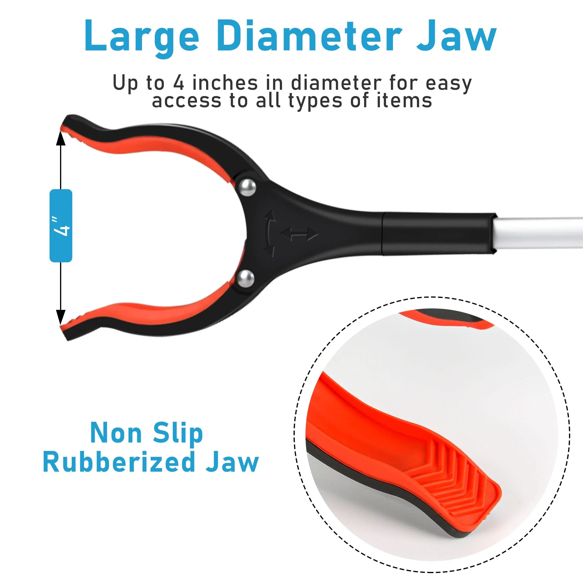 Grabber Reacher Tool, 32" Grabbers for Elderly, Lightweight Extra Long Handy Trash Claw Grabber, Mobility Aid Reaching Assist Tool for Trash Pick Up, Nabber, Litter Picker, Arm Extension (Orange1) - Image 5