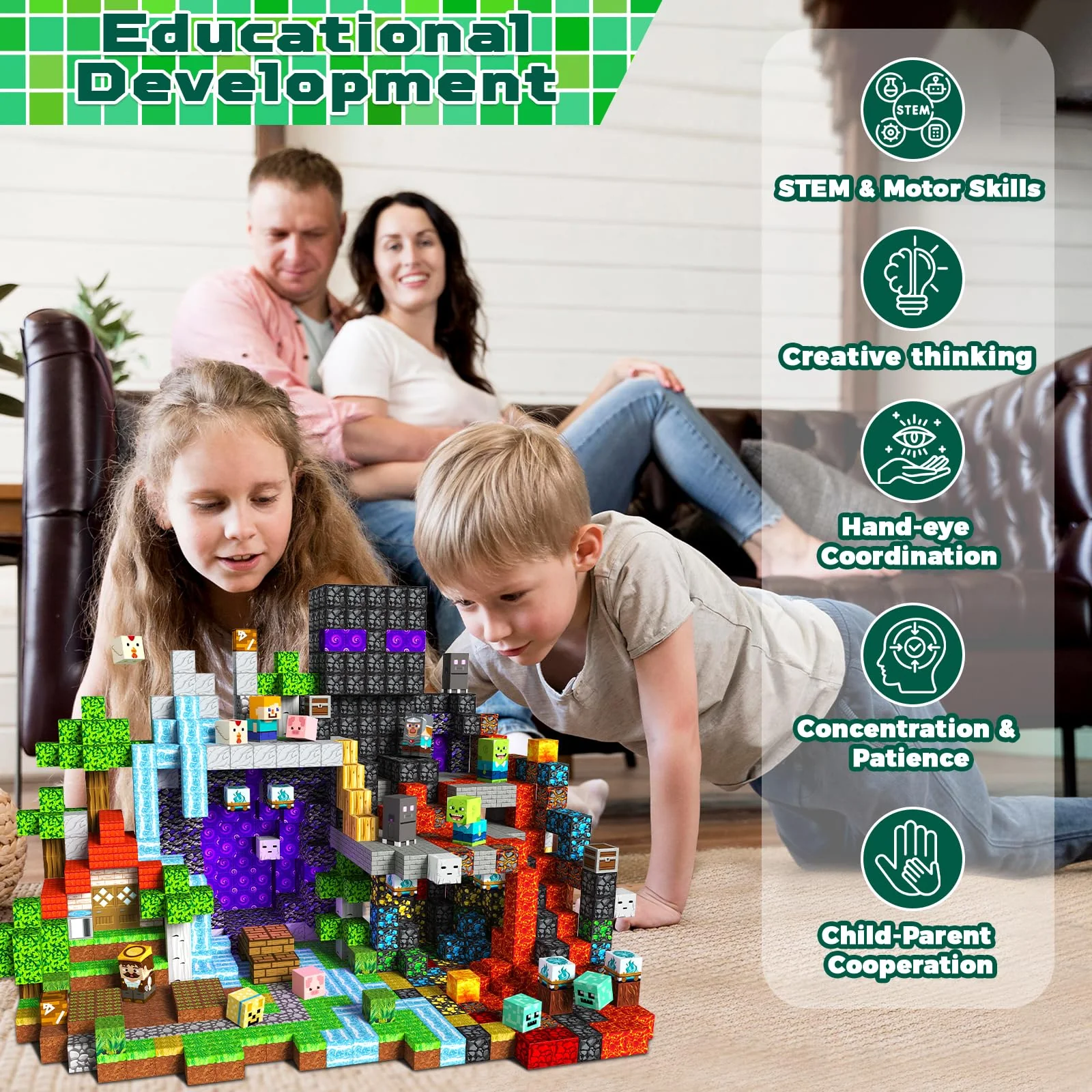 GraceDuck 300 PCS Magnetic Blocks - Magnetic Building Blocks, Stacking Magnets for Kids, Sensory Toy for STEM Montessori Sensory Toys for Kids 3+ Boys and Girls Christmas Birthday Gifts - Image 2