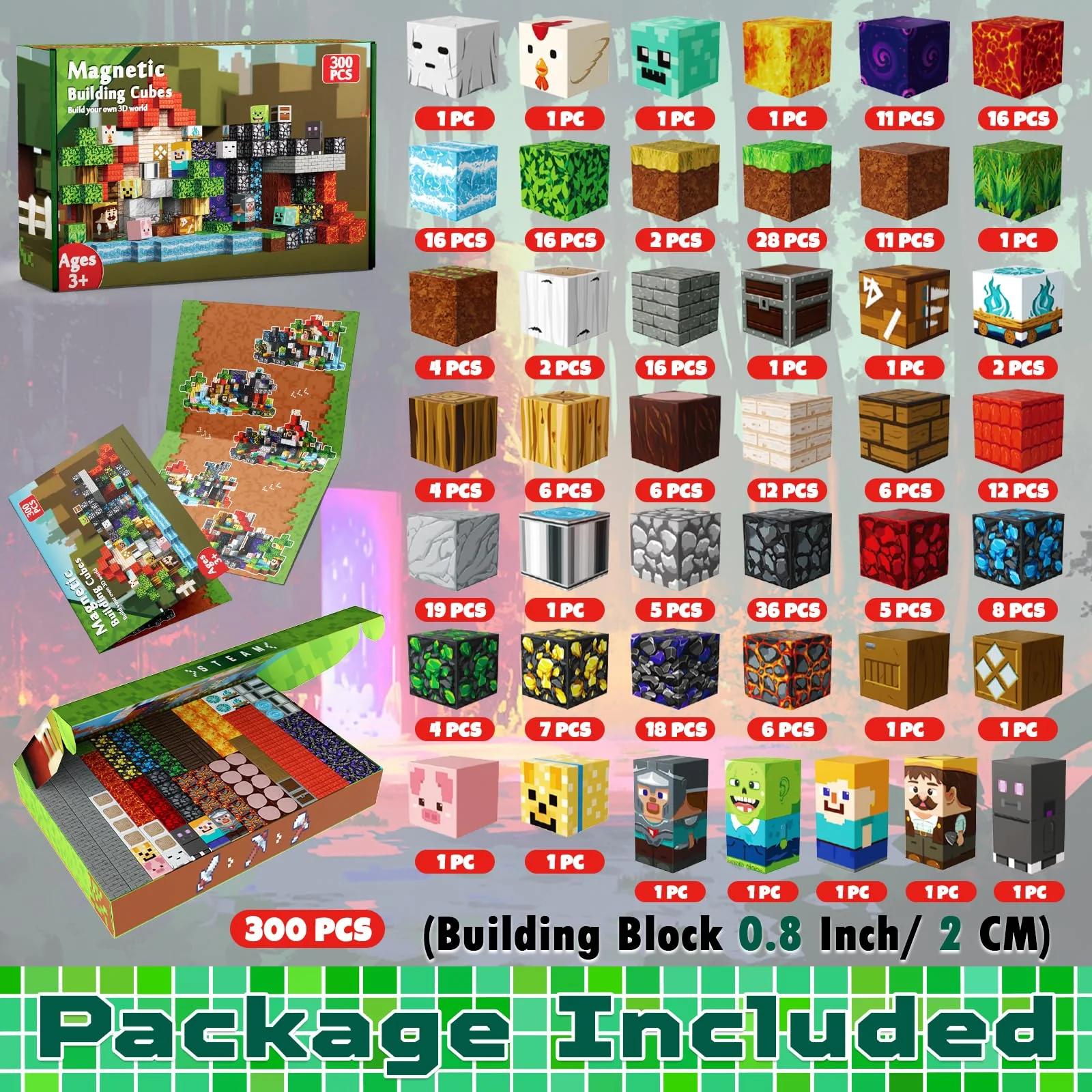 GraceDuck 300 PCS Magnetic Blocks - Magnetic Building Blocks, Stacking Magnets for Kids, Sensory Toy for STEM Montessori Sensory Toys for Kids 3+ Boys and Girls Christmas Birthday Gifts - Image 6