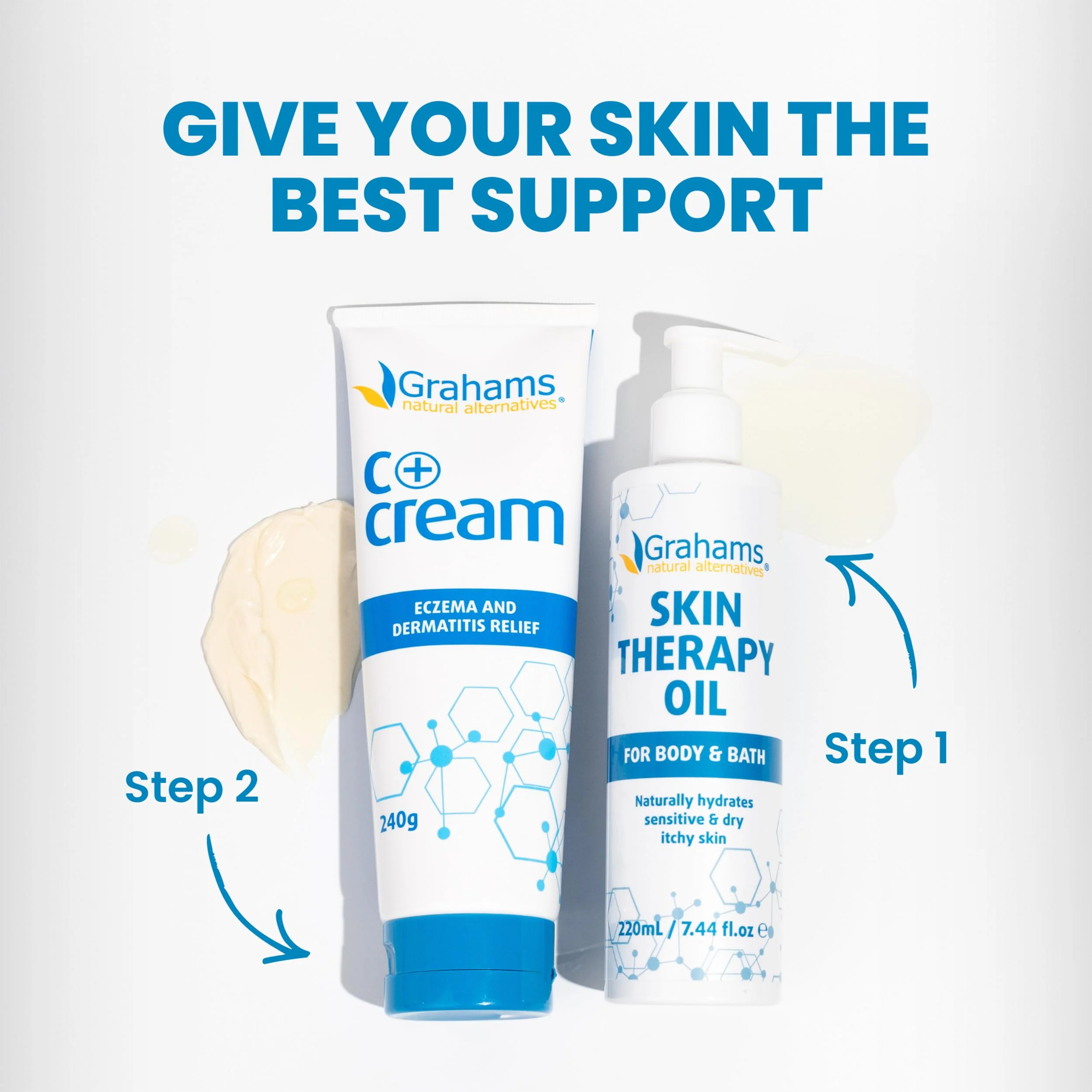 Grahams Natural C+ Eczema Relief Cream - Steroid-Free Moisturizer Soothes Dermatitis, Inflammation, Redness Treatment for Irritated, Dry Skin - All Natural Ingredients with Manuka Honey, (4.23oz) - Image 2