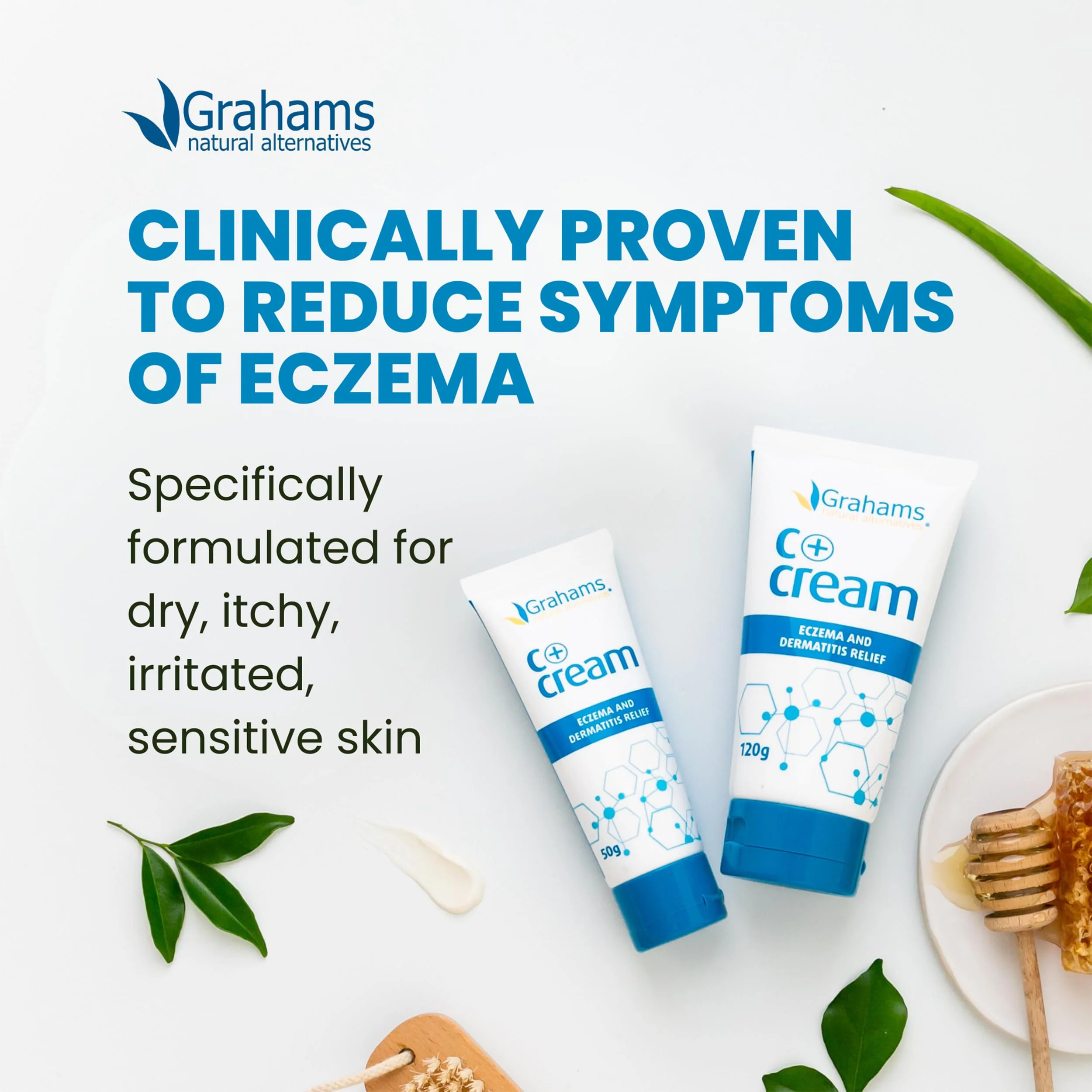 Grahams Natural C+ Eczema Relief Cream - Steroid-Free Moisturizer Soothes Dermatitis, Inflammation, Redness Treatment for Irritated, Dry Skin - All Natural Ingredients with Manuka Honey, (4.23oz) - Image 9