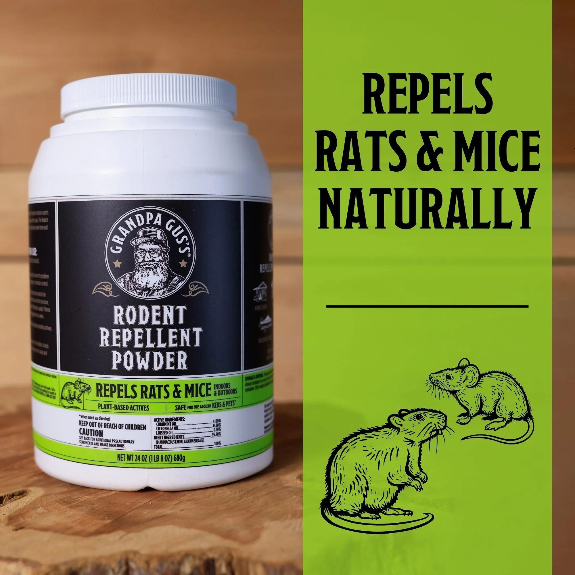 Grandpa Gus's Potent Rodent Repellent Powder Concentrate; Deters Rodents/Mice/Rats from Farm/Home/Garden/RV/Boat/Car/Garage & Chewing on Wires, 24 oz - Image 2