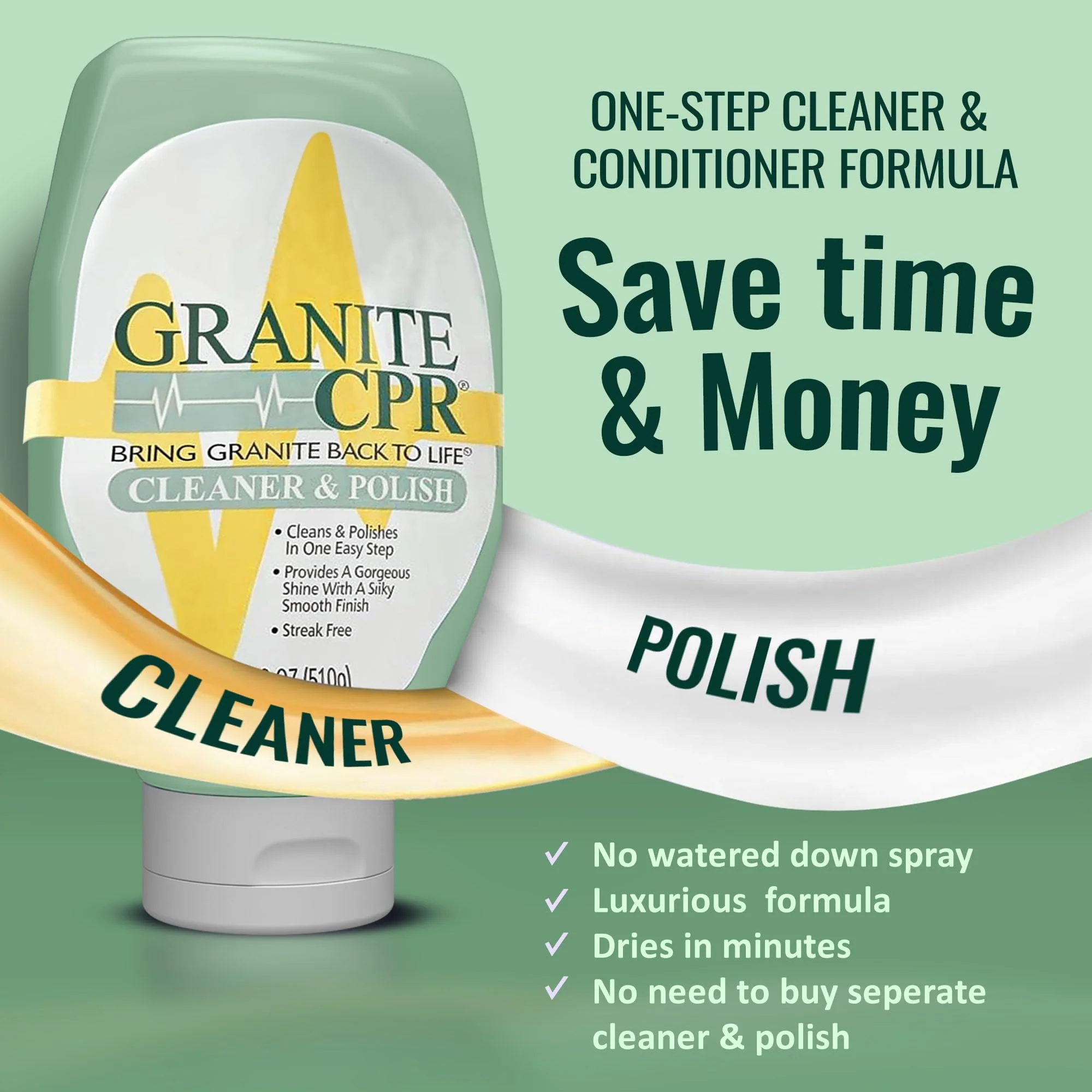 Granite CPR Cleaner & Polish Can Be Used Daily On Granite, Marble, Quartz & Corian. Leaves A Gorgeous Streak-Free Shine & Silky Smooth Finish. Cleans & Polishes All Stone Countertops In One Easy Step. - Image 3