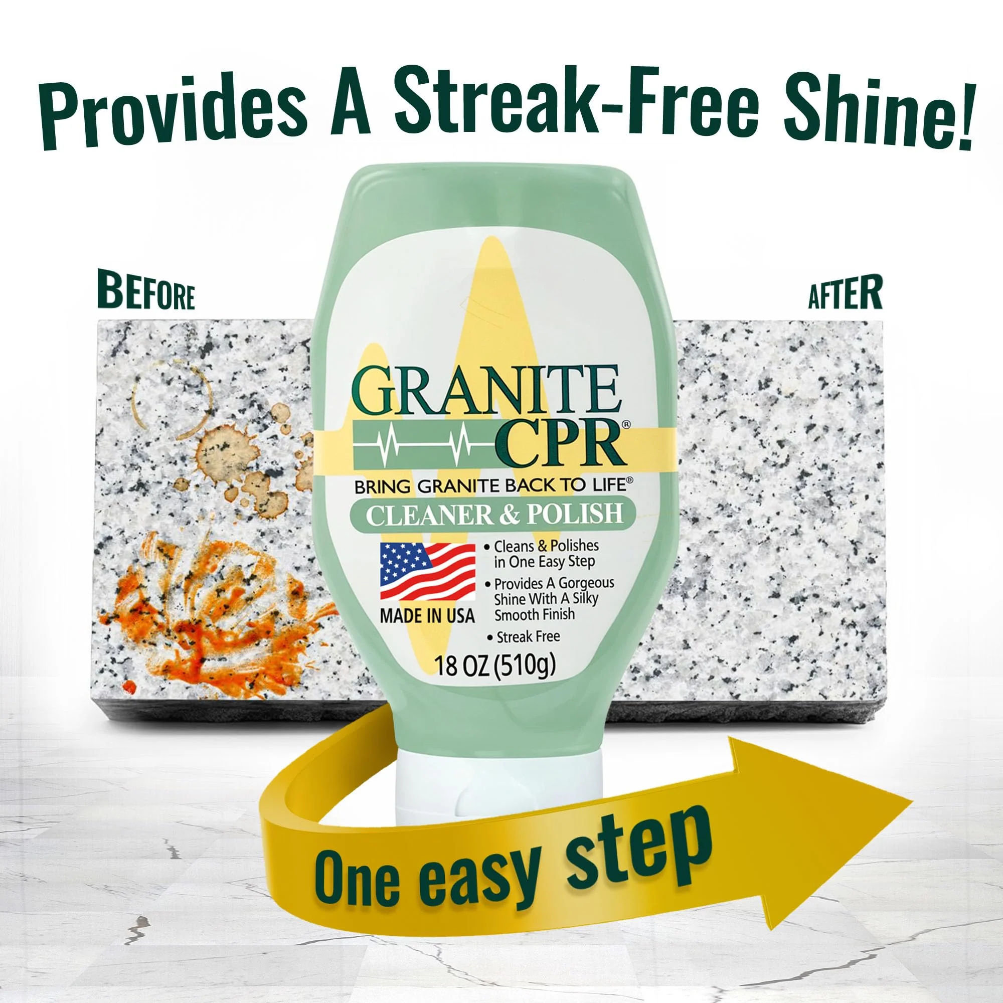 Granite CPR Cleaner & Polish Can Be Used Daily On Granite, Marble, Quartz & Corian. Leaves A Gorgeous Streak-Free Shine & Silky Smooth Finish. Cleans & Polishes All Stone Countertops In One Easy Step. - Image 6