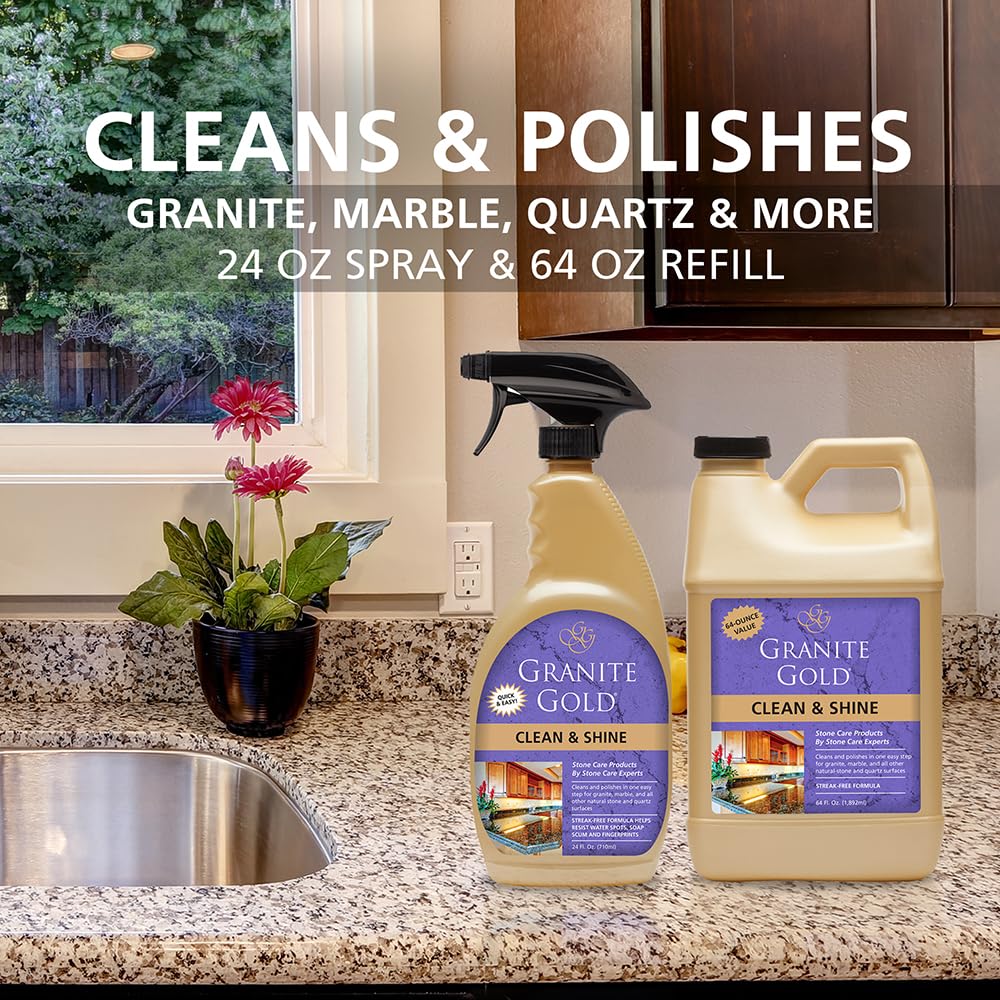 Granite Gold Clean and Shine Spray for Granite, Marble & Other Natural Stone & Quartz Surfaces, 1 x 64 Fl. Oz. & 2 x 24 Fl. Oz., 3-Pack - Image 6