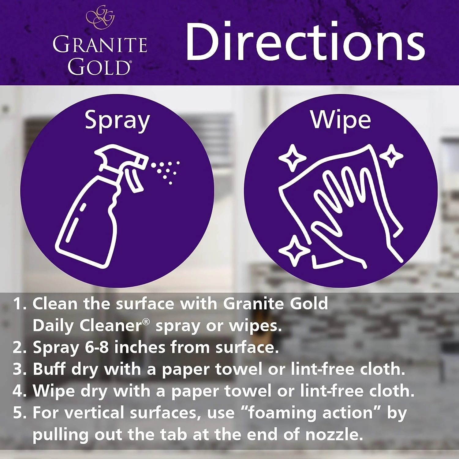 Granite Gold Polish Spray, Streak-Free Shine for Granite, Quartz, Marble, Travertine, Natural Stone Countertops, 64 Fluid Ounces and 24 Fluid Ounces - Image 3