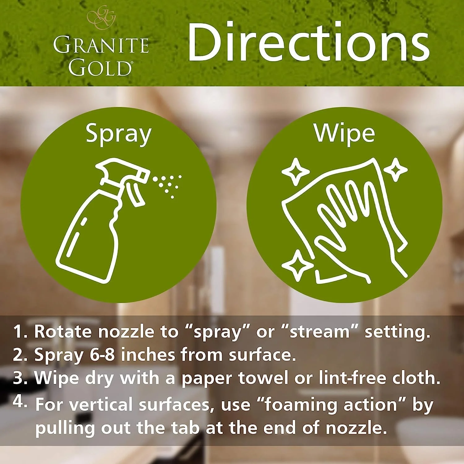 Granite Gold Shower Cleaner Spray For for Quartz, Granite, Marble, Ceramic, and Other Stone Tub Surfaces, 64 Fl Oz & 24 Fl Oz - Image 3