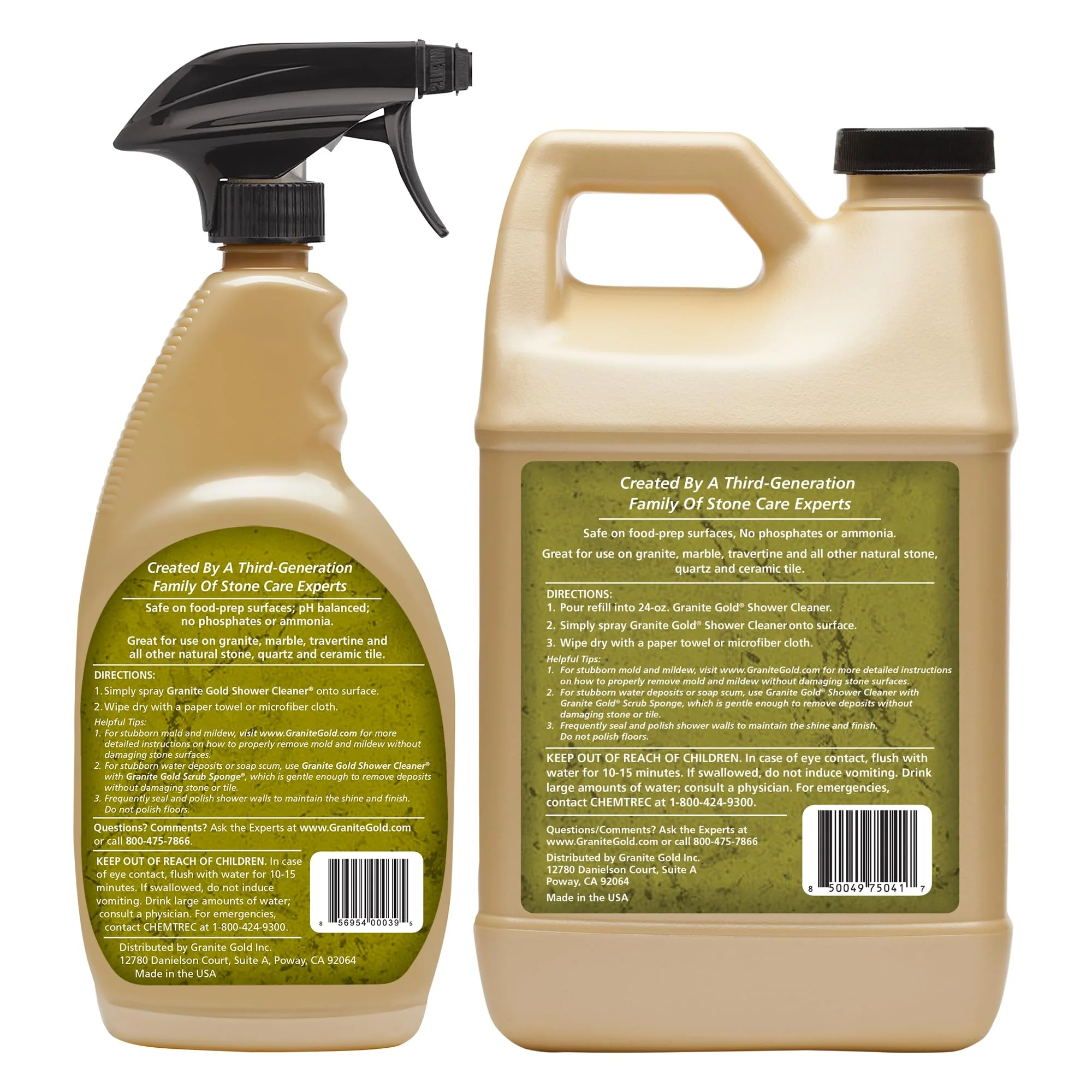 Granite Gold Shower Cleaner Spray For for Quartz, Granite, Marble, Ceramic, and Other Stone Tub Surfaces, 64 Fl Oz & 24 Fl Oz - Image 5
