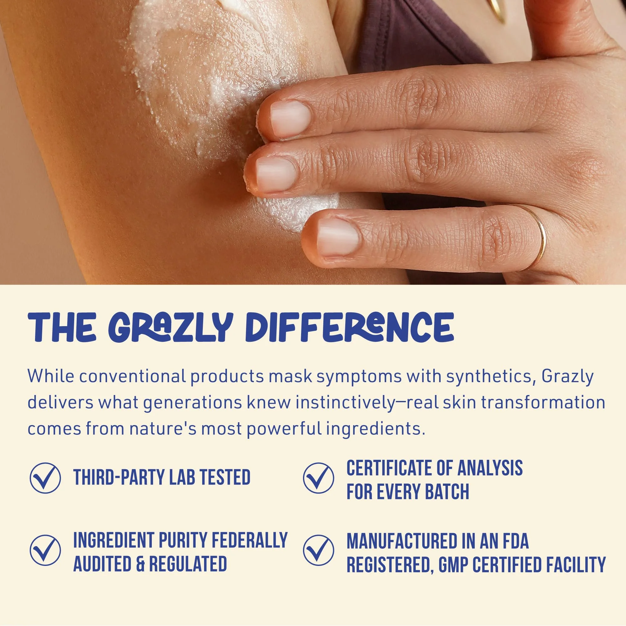 Grazly Whipped Bison Tallow Balm w/Manuka Honey, Jojoba, Organic Vanilla - Grass-Fed & Finished Organic Tallow Face Moisturizer - Face & Body Cream for Acne-Prone Skin - Nourishing Skincare (2.5 oz) - Image 4