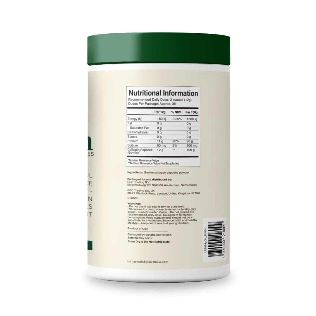 Great Lakes Gelatin, Collagen Hydrolysate, Pasture-Raised Grass-Fed, Non GMO (4 Cans of 16 Ounces)
