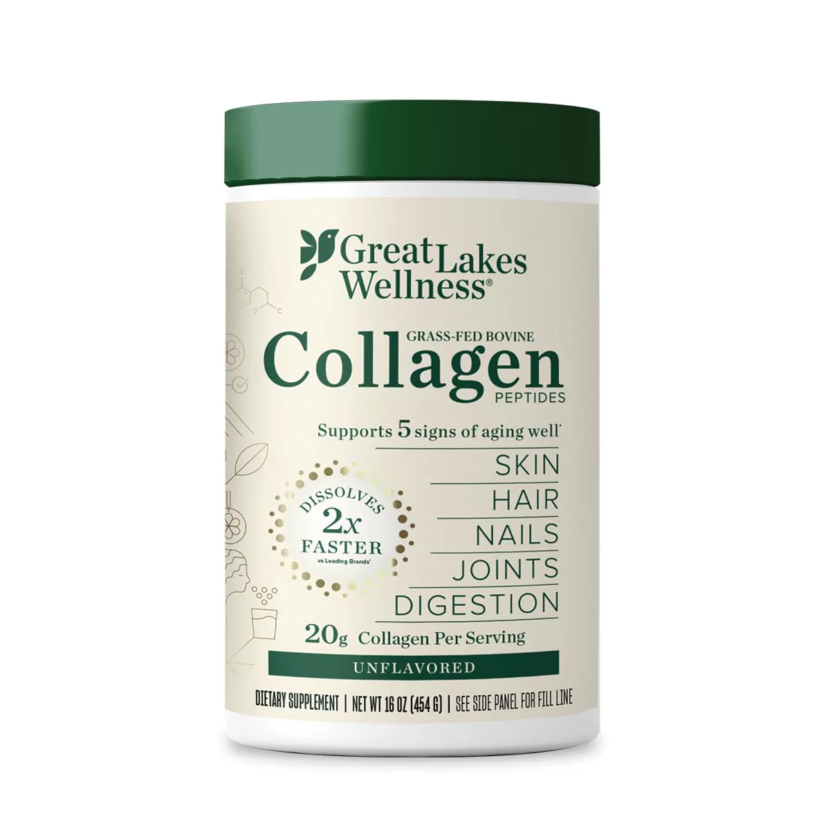 Great Lakes Wellness Collagen Peptides Powder for Skin, Hair, Nails, Joints & Digestion - Unflavored - Quick Dissolve Hydrolyzed, Non-GMO, Keto, Kosher - 16 oz - 2 Pack - Packaging May Vary - Image 3