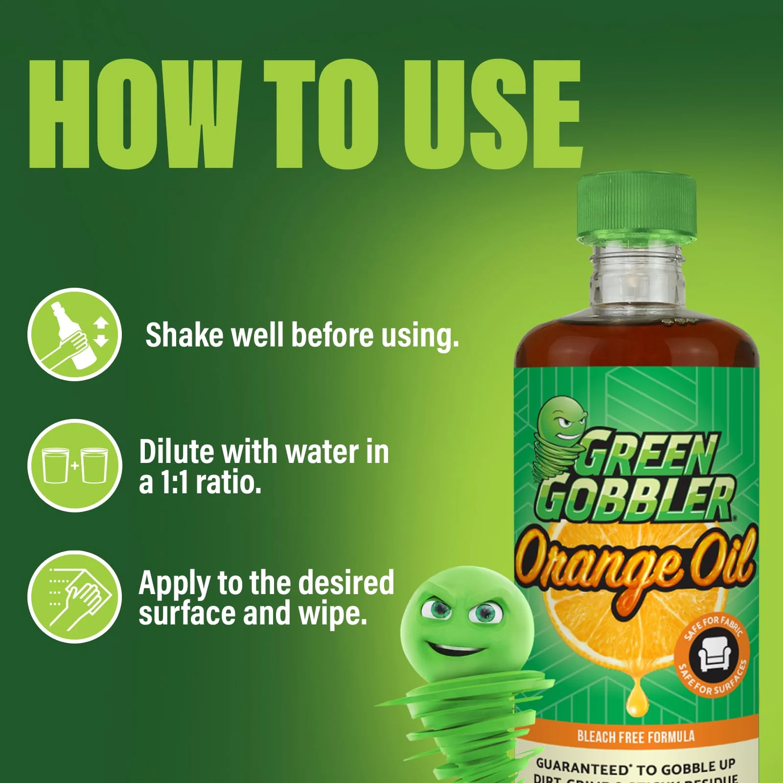 Green Gobbler, Cold Pressed Orange Oil Concentrate - 22.5 oz (D-Limonene) Multi-Purpose Home and Outdoor Cleaner (2 PACK) - Image 5