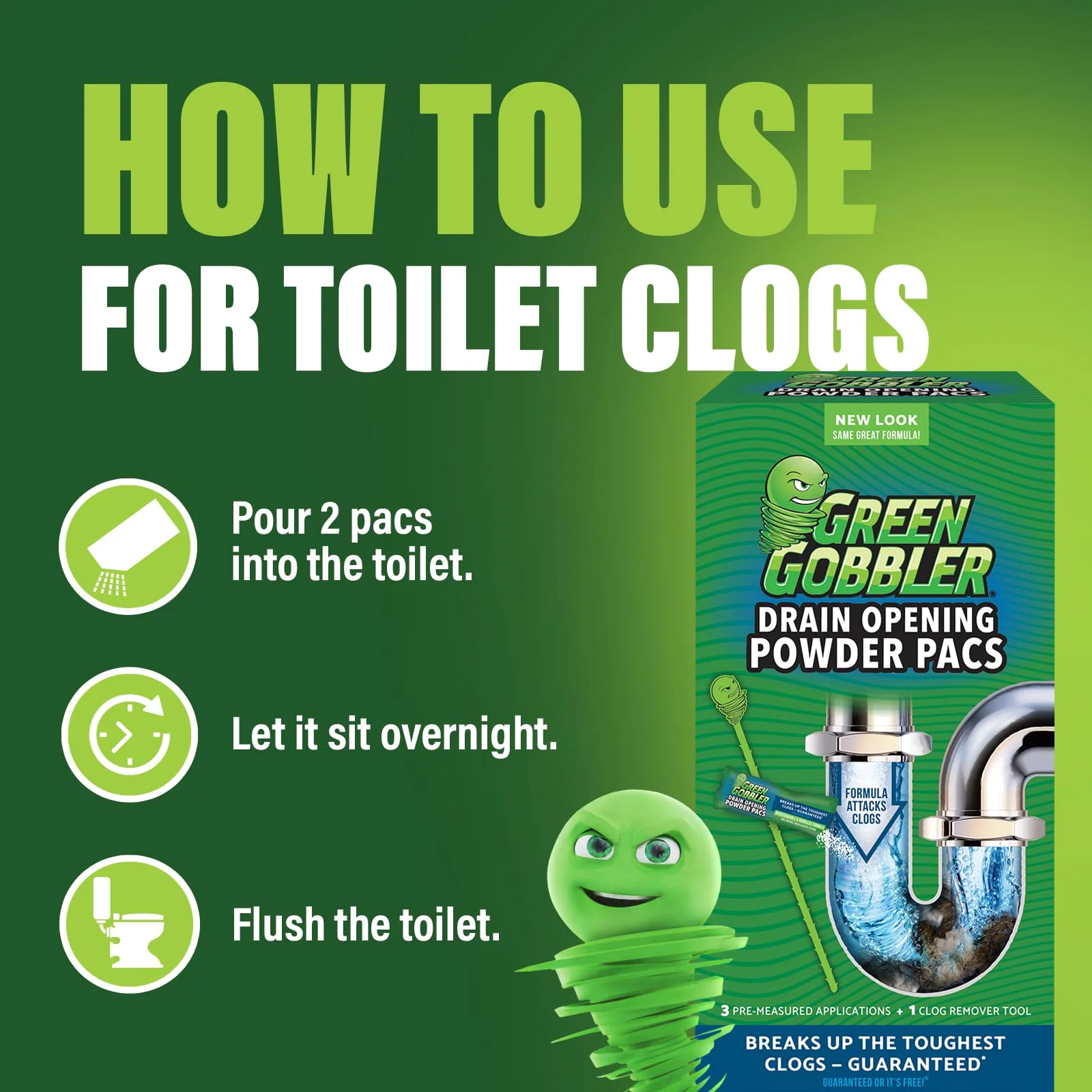 Green Gobbler Drain Clog Remover & Drain Cleaner Powder (5 Pacs & 5 Tools) - Image 3