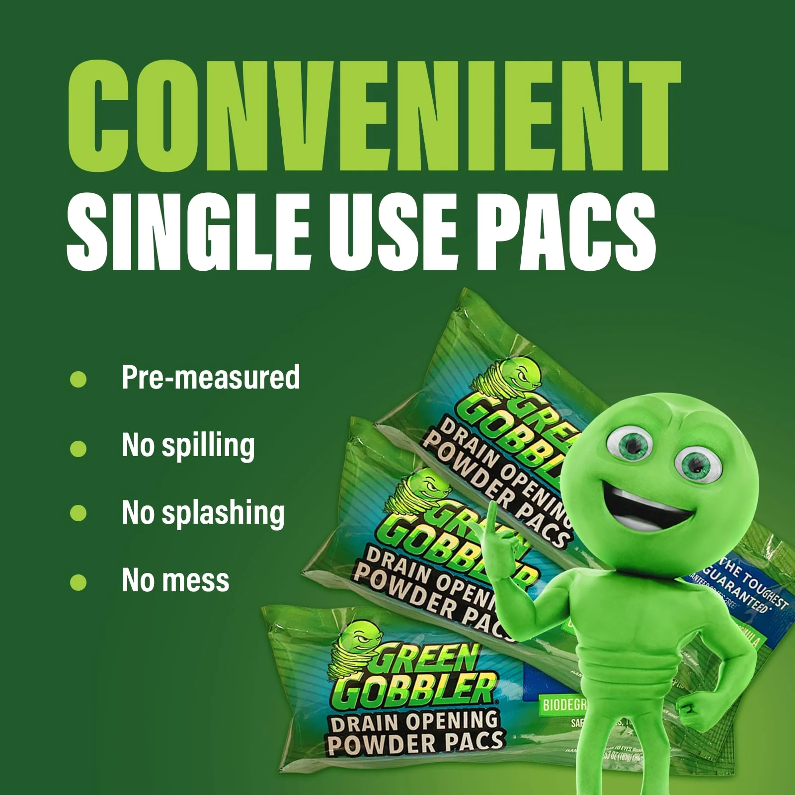 Green Gobbler Drain Clog Remover & Drain Cleaner Powder (5 Pacs & 5 Tools) - Image 9