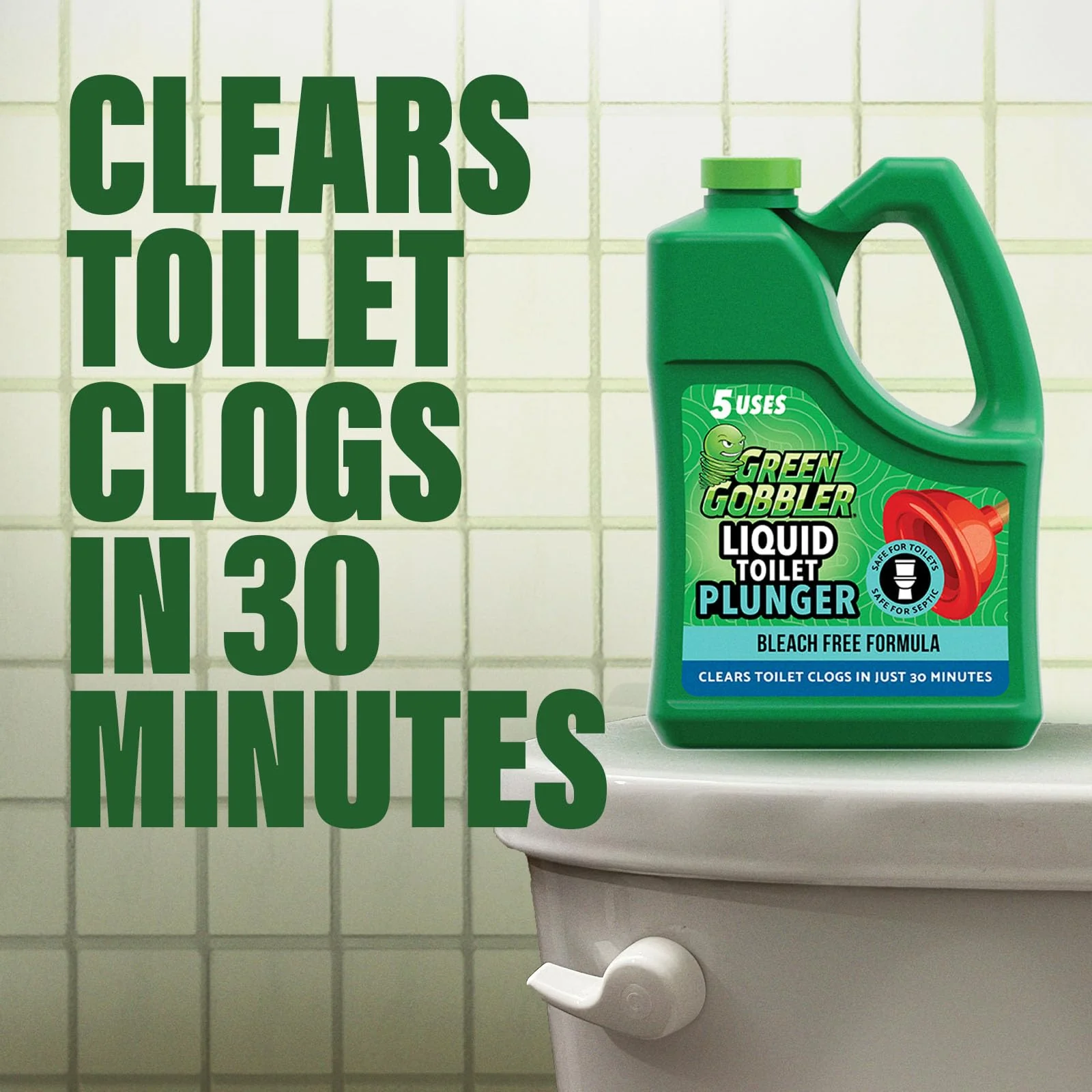Green Gobbler Liquid Toilet Plunger | Clog Remover | Safe for Toilets and Septic | No Plunger Needed | 5 Uses - Image 7