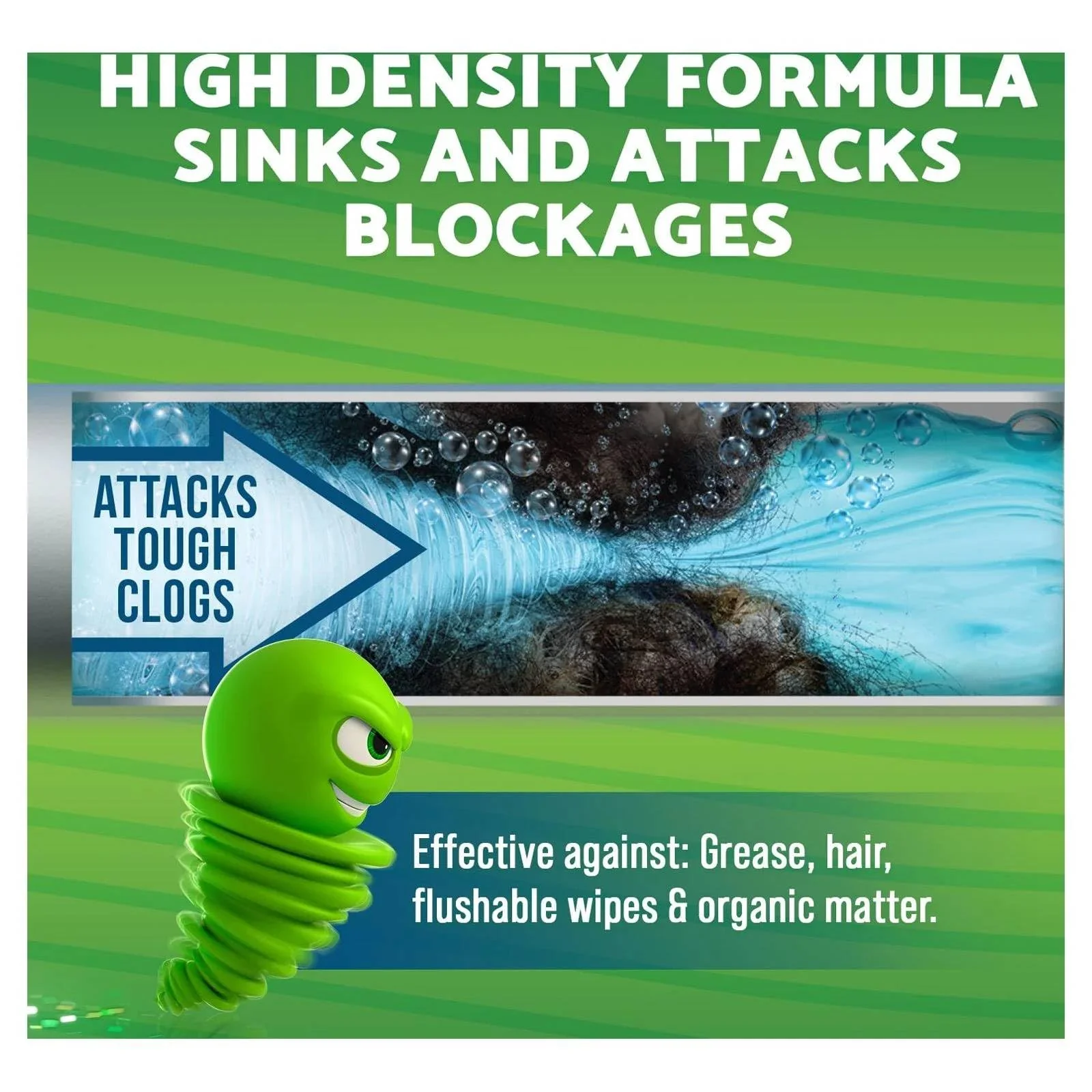 Green Gobbler Ultimate Main Drain Opener | Drain cleaner Hair Clog Remover | Works On Main Lines, Sinks, Tubs, Toilets, Showers, Kitchen Sinks | 64 fl. oz. - Image 6
