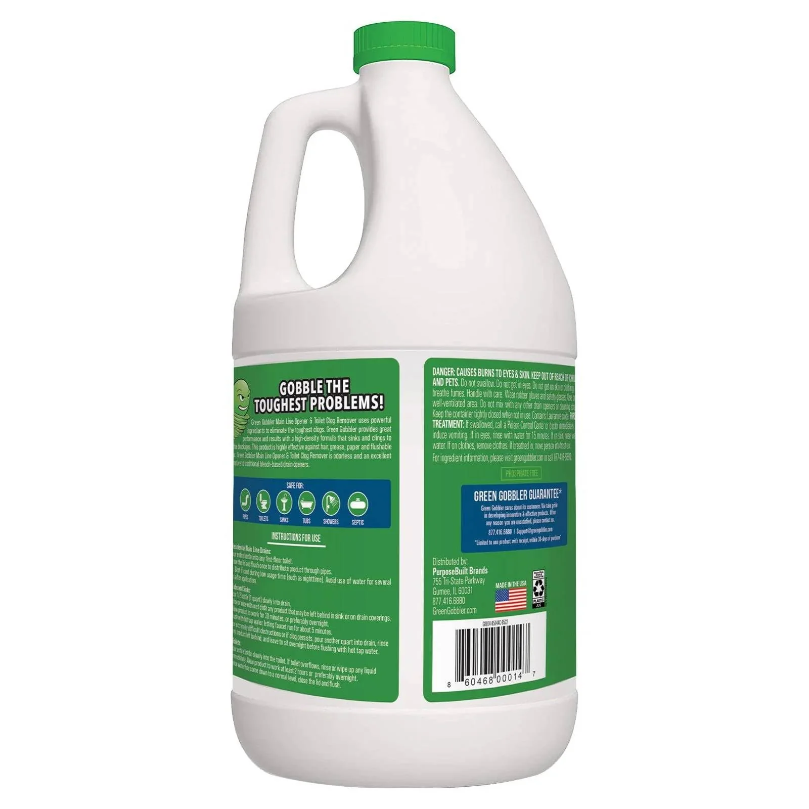 Green Gobbler Ultimate Main Drain Opener | Drain cleaner Hair Clog Remover | Works On Main Lines, Sinks, Tubs, Toilets, Showers, Kitchen Sinks | 64 fl. oz. - Image 8