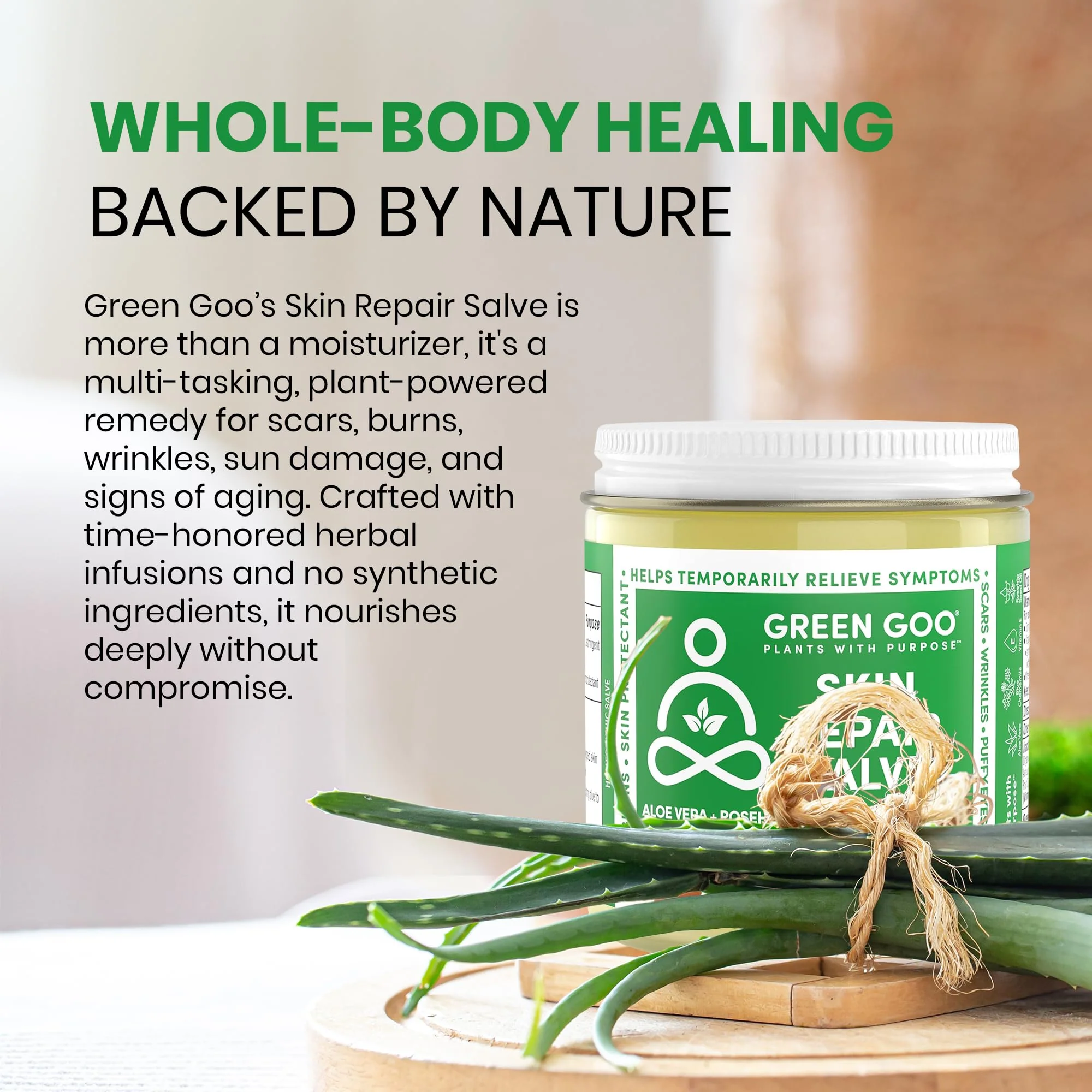 Green Goo Skin Repair Healing Salve, Natural Body & Face Moisturizer with Aloe Vera, Improves Skin's Appearance, Great for Scarring & Wrinkles, 4 Oz - Image 2