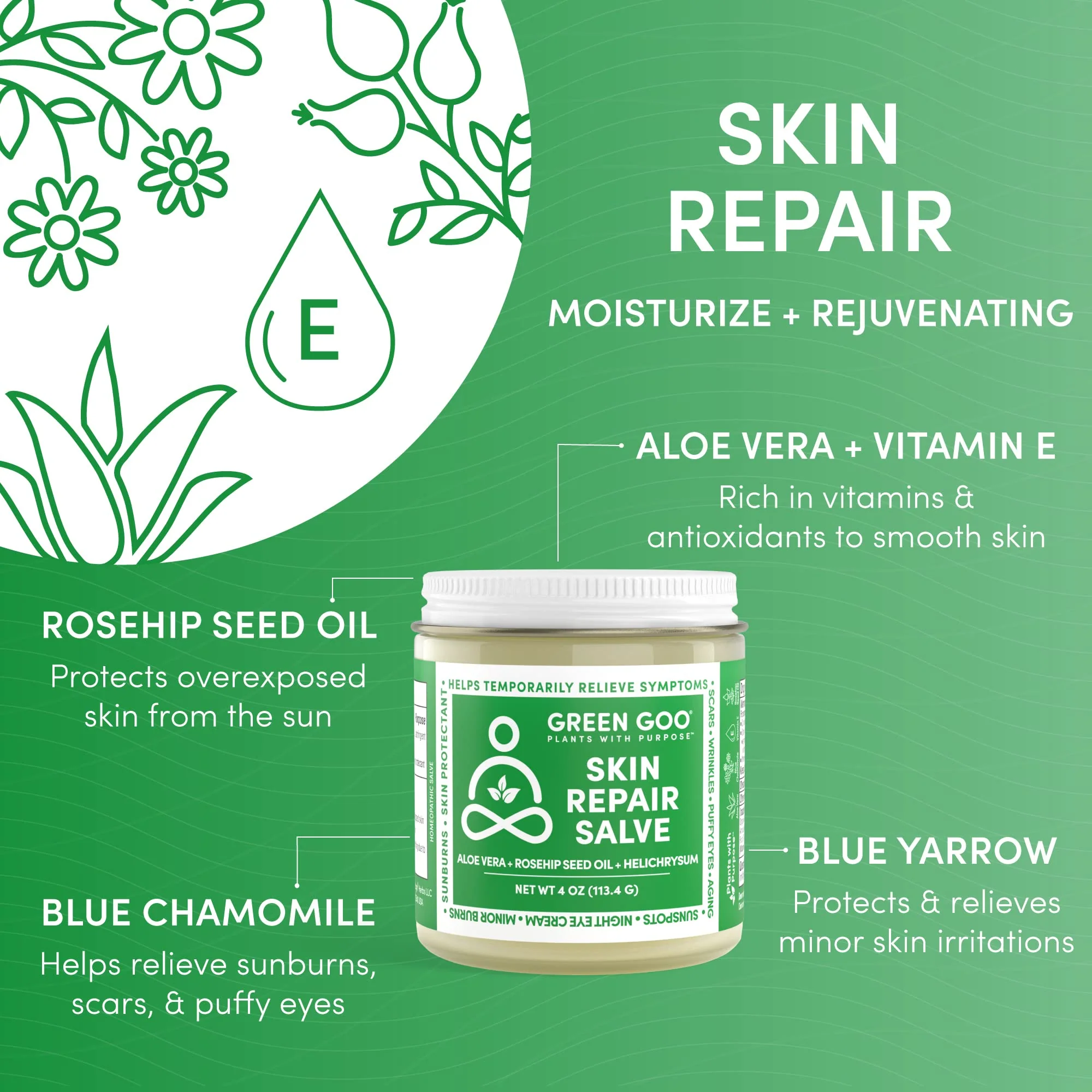 Green Goo Skin Repair Healing Salve, Natural Body & Face Moisturizer with Aloe Vera, Improves Skin's Appearance, Great for Scarring & Wrinkles, 4 Oz - Image 8