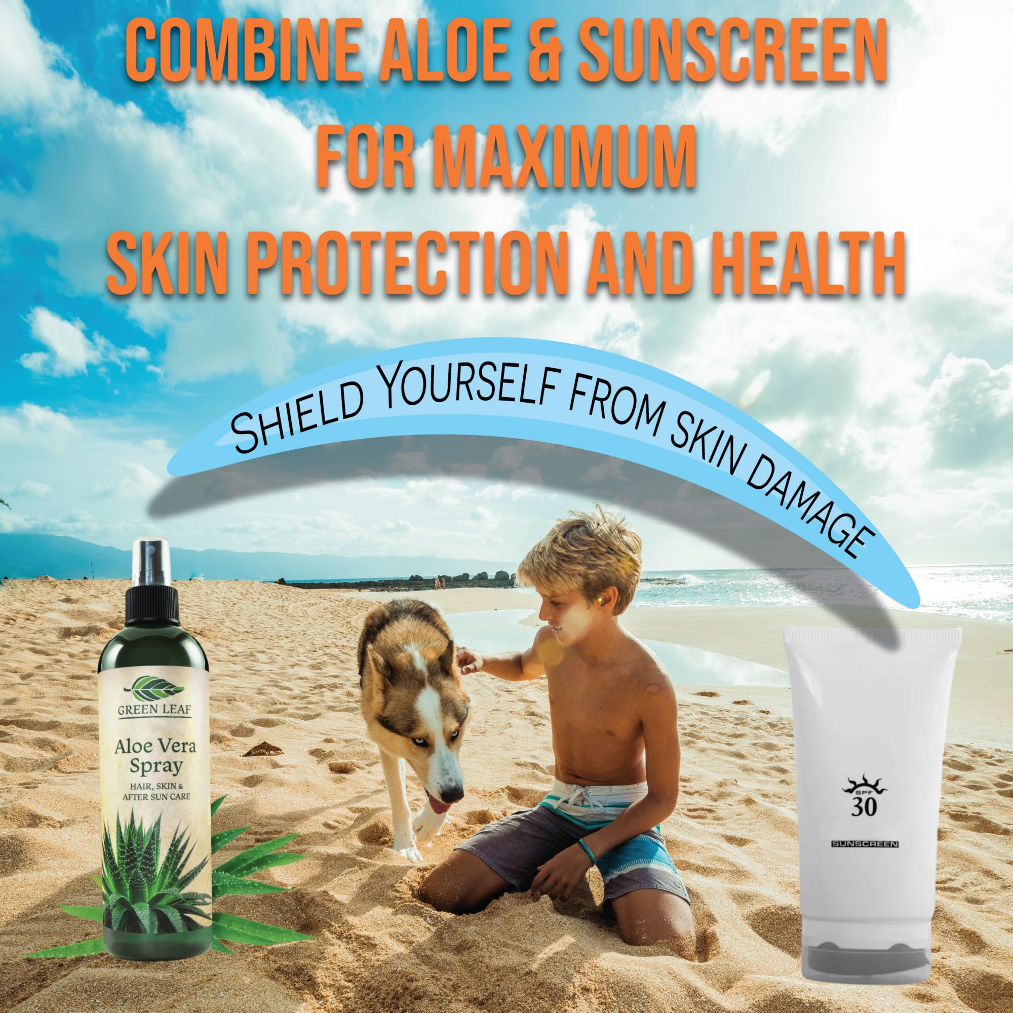 Green Leaf Naturals Aloe Vera Spray | 99% Cold-Pressed Aloe Vera Juice with Vitamin C, E & A | Hair, Skin, Facial Moisturizer, Sunburn Relief & After Sun Lotion 8oz - Image 2