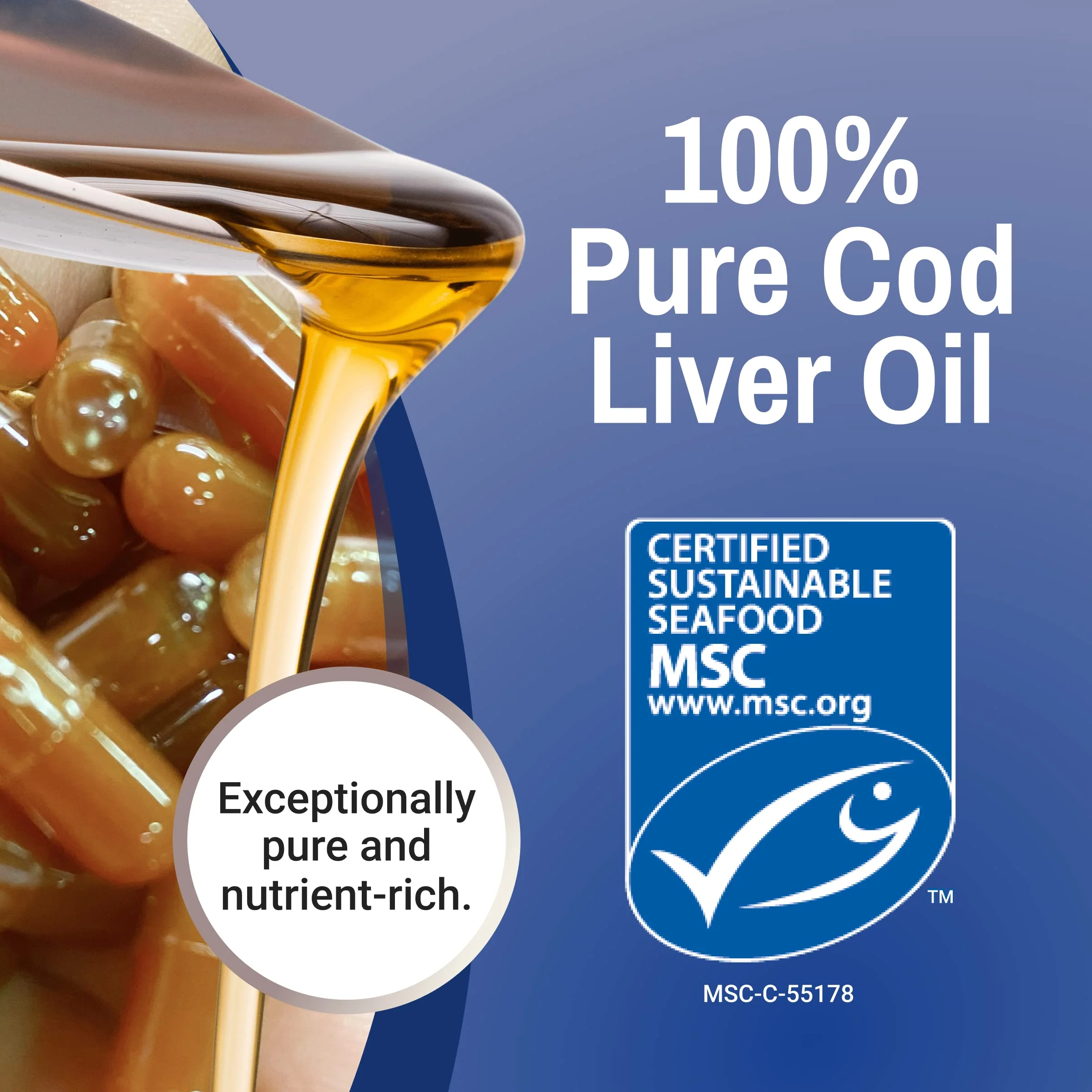 Green Pasture Fermented Cod Liver Oil - Orange Flavor, Wild Alaska Cod, Vitamins A & D, Omega-3-6-9, MSC Certified, 120 Capsules - Image 5