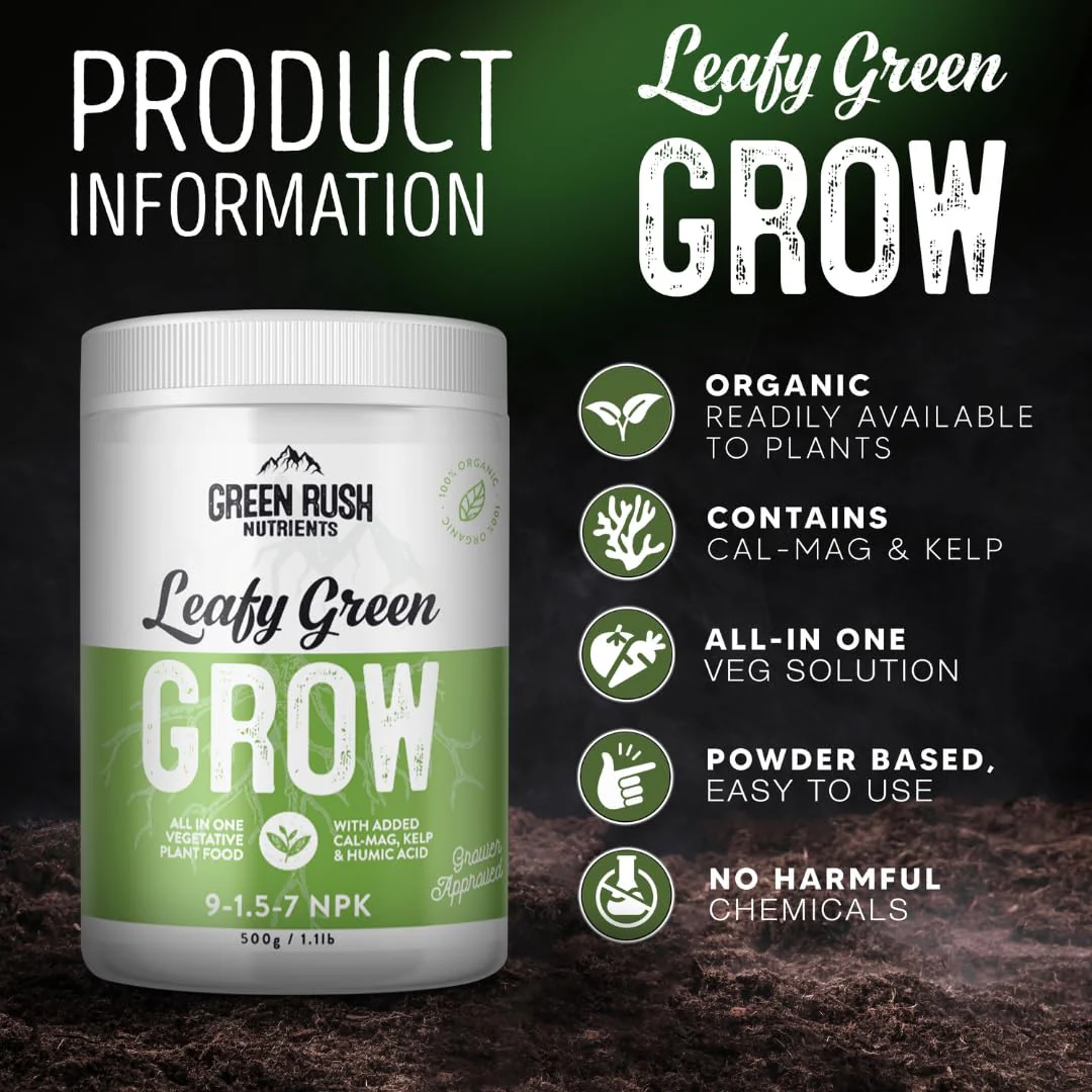 Green Rush Nutrients Organic Veg to Harvest Double Pack – Indoor & Outdoor Fertilizer for Leafy Greens, Vegetables, Herbs & More – Grow & Bloom Combo (500g - 4 Plants) - Image 6