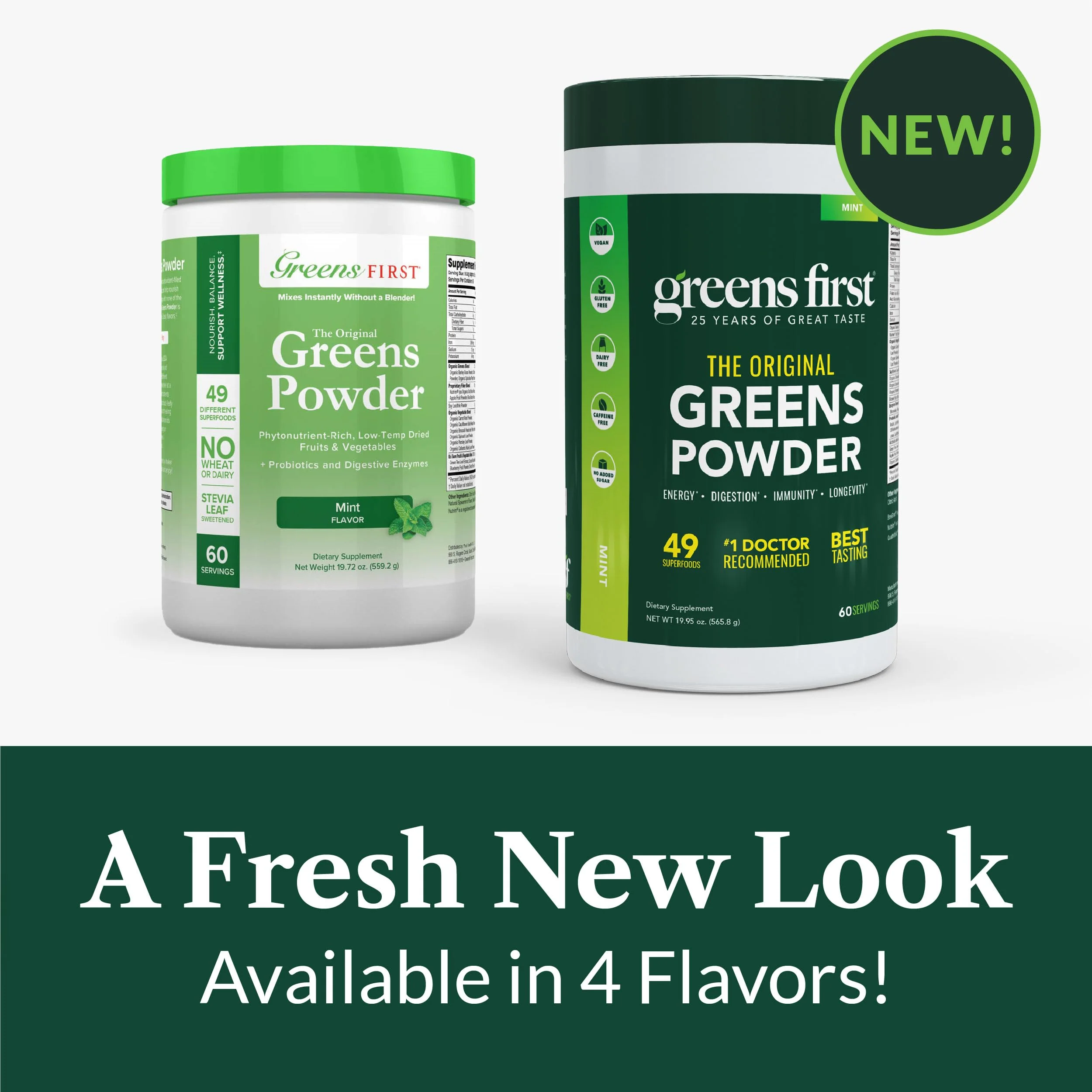 Greens First Original Greens Powder - 49 Superfoods - Organic Fruits & Veggies - Prebiotics, Probiotics & Digestive Enzymes - Antioxidant Smoothie - Dairy Free, Vegan & Non-GMO (Mint, 60 Servings) - Image 6